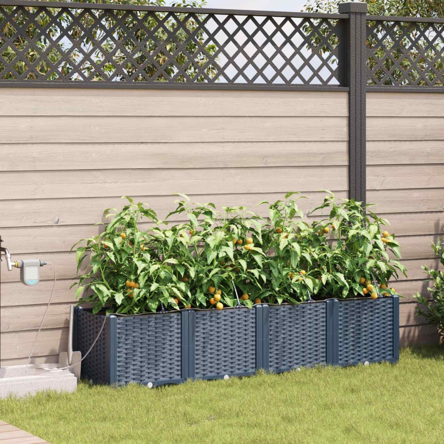 Cache-pot de jardin 4 pc Gris 160 x 40 x 37,5 cm PP