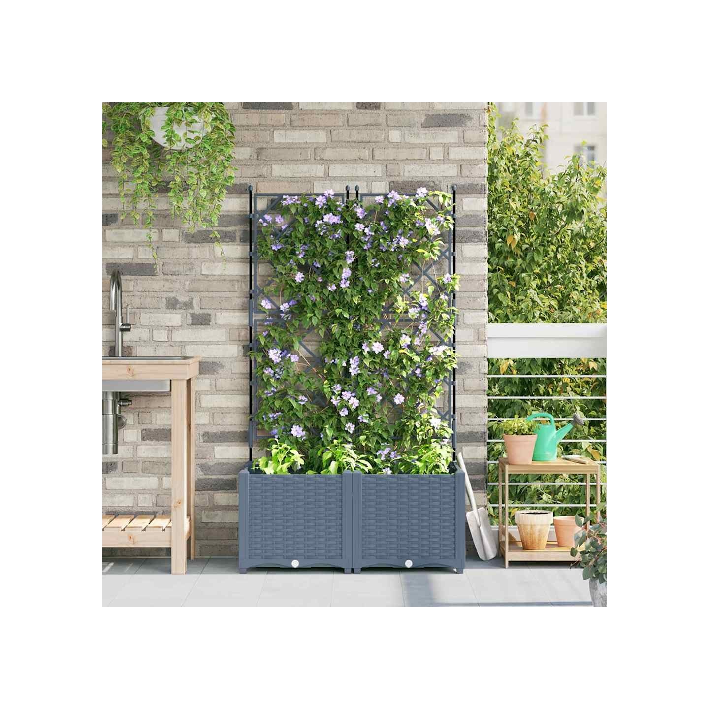 Cache-pot de jardin 2 pc Gris clair 80 x 40 x 143 cm PP