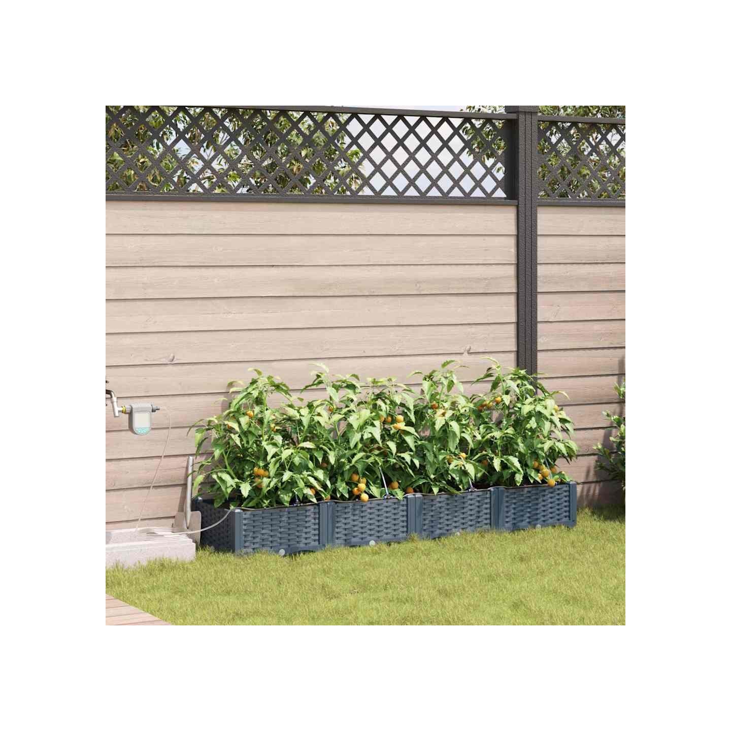 Cache-pot de jardin 4 pc Gris clair 160 x 40 x 22 cm PP