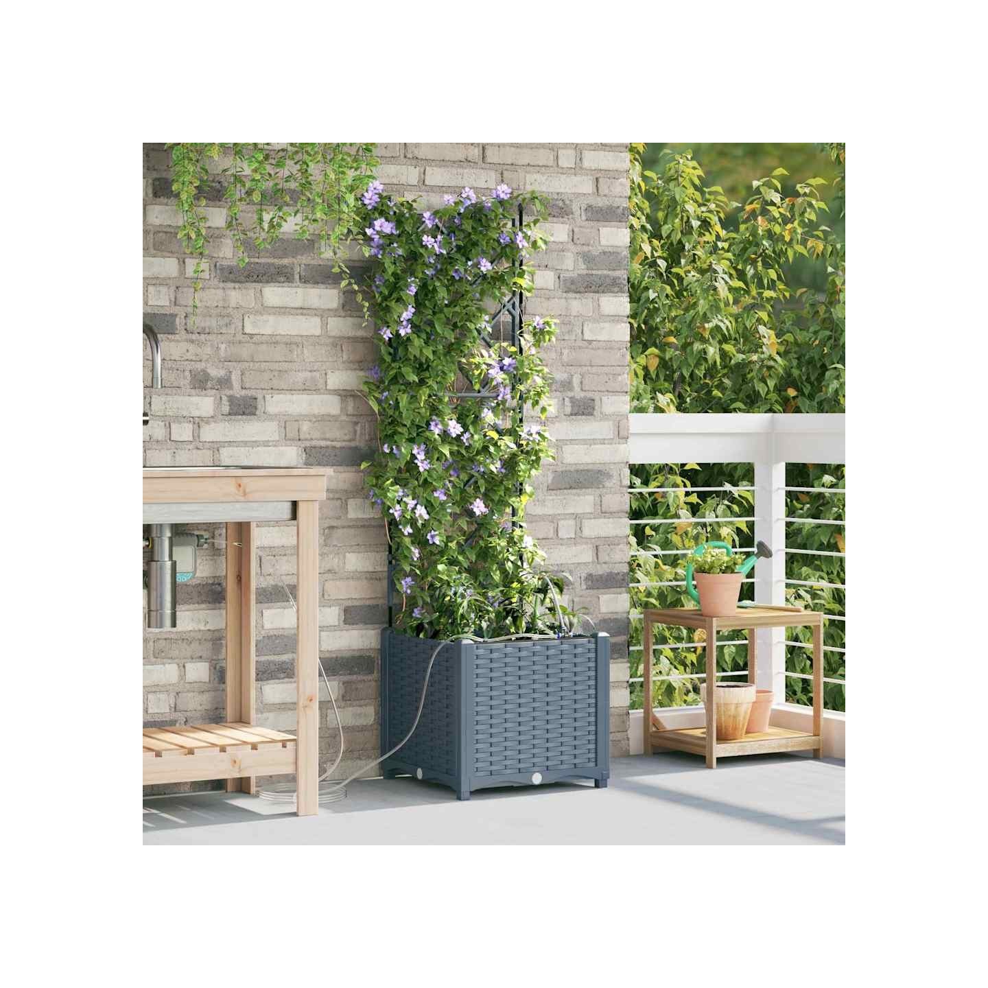 Cache-pot de jardin 2 pc Gris clair 40 x 40 x 142 cm PP