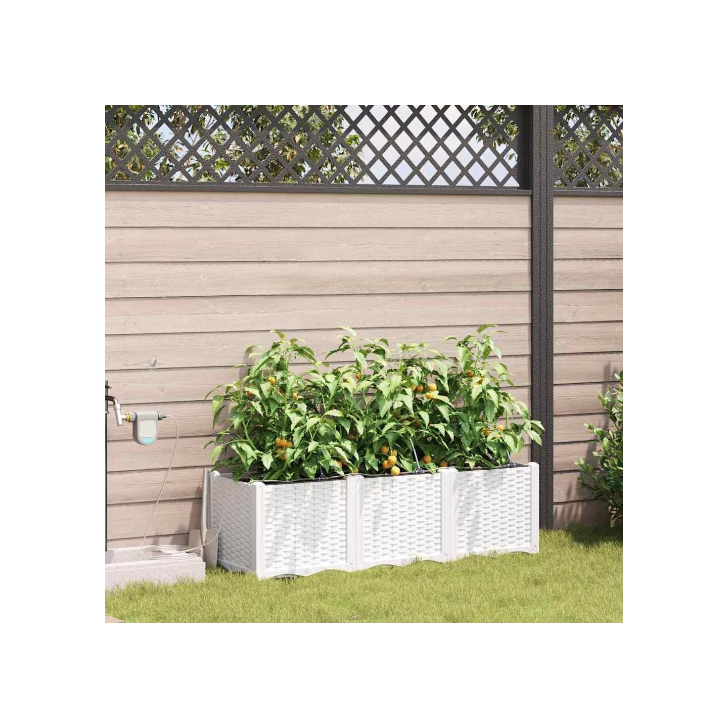 Cache-pot de jardin 3 pc Blanc 120 x 40 x 37,5 cm PP