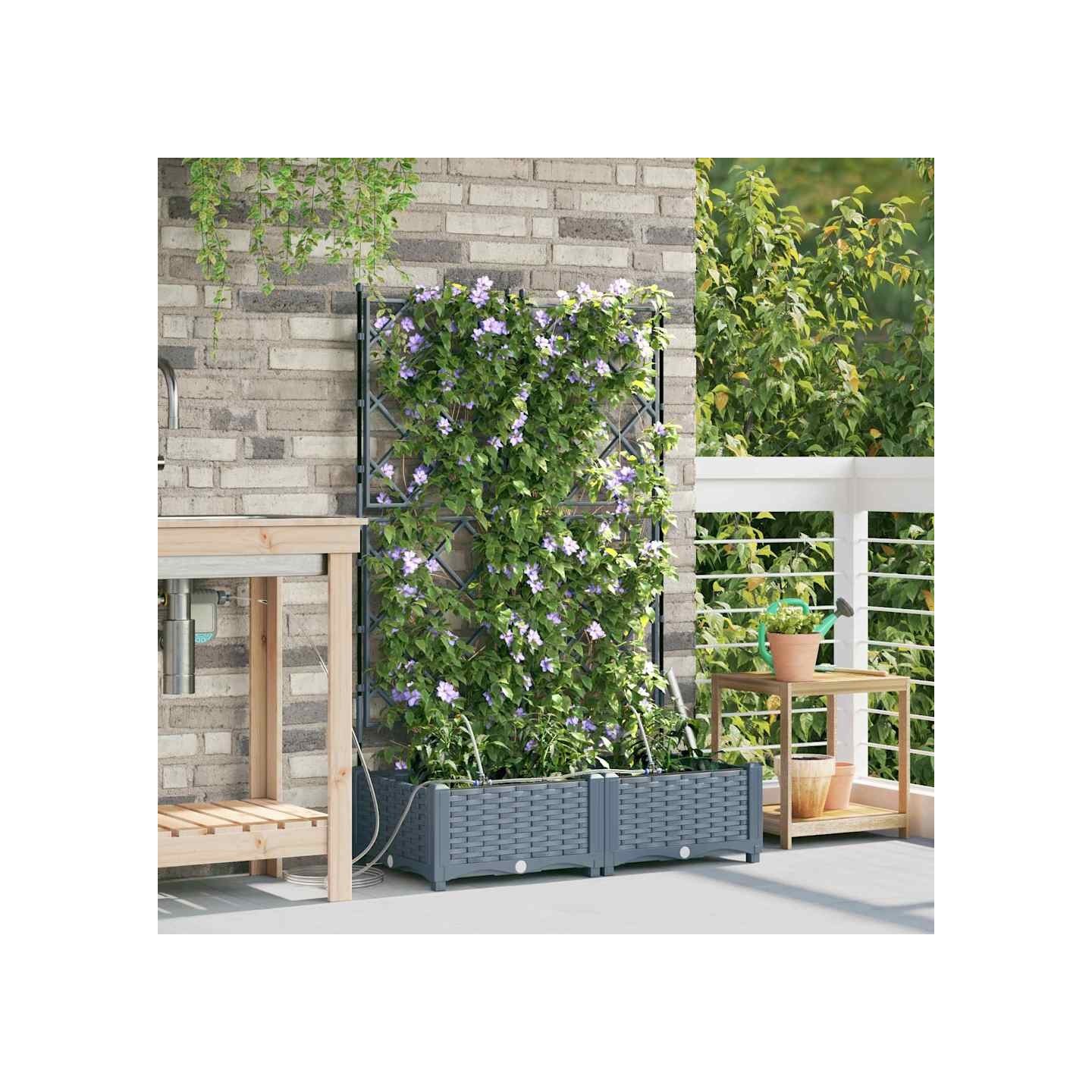 Cache-pot de jardin 2 pc Gris clair 80 x 40 x 126 cm PP