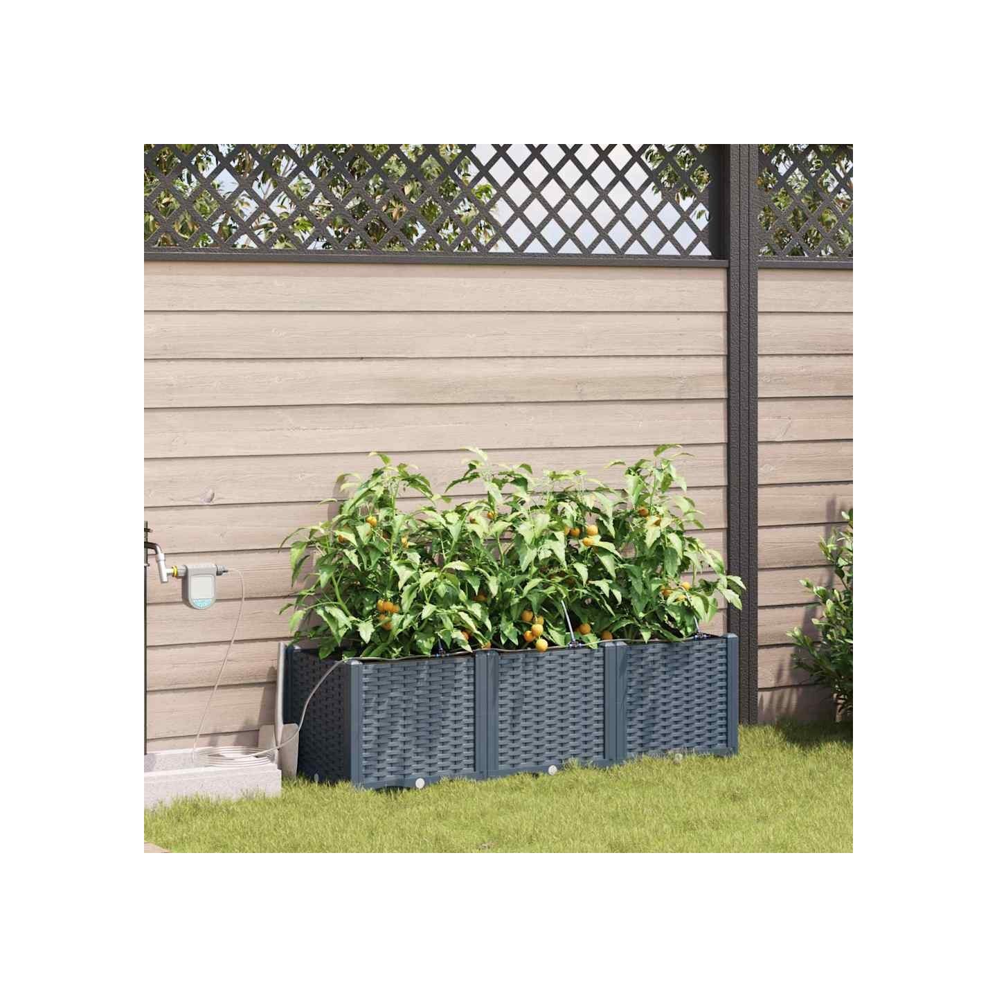 Cache-pot de jardin 3 pc Gris clair 120 x 40 x 37,5 cm PP