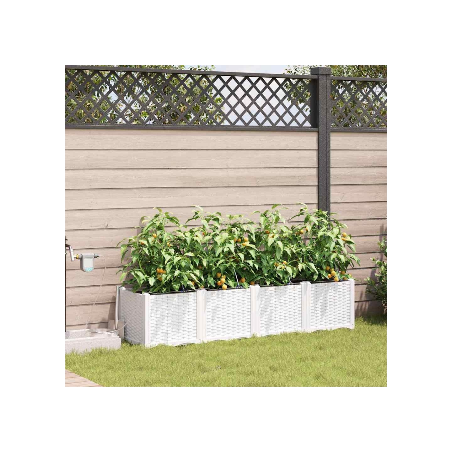 Cache-pot de jardin 4 pc Blanc 160 x 40 x 37,5 cm PP