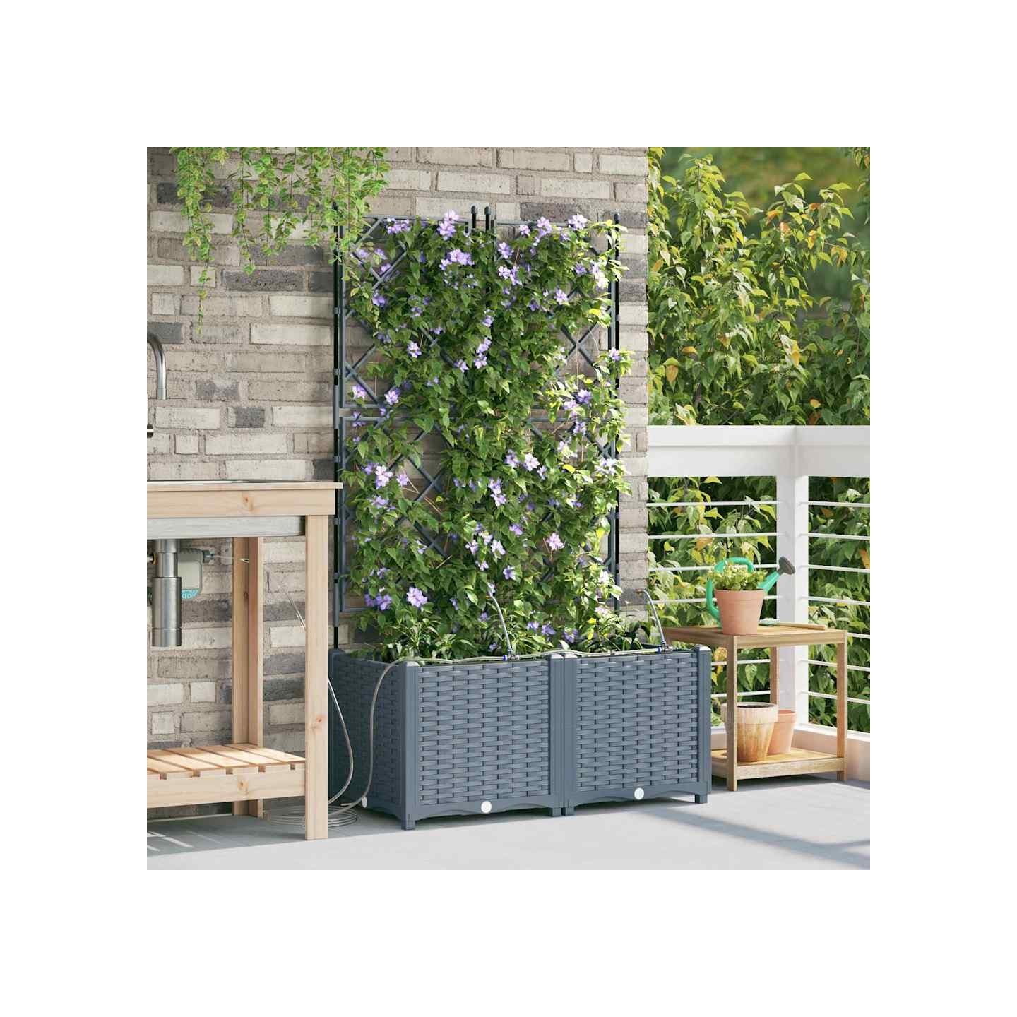 Cache-pot de jardin 2 pc Gris clair 80 x 40 x 142 cm PP