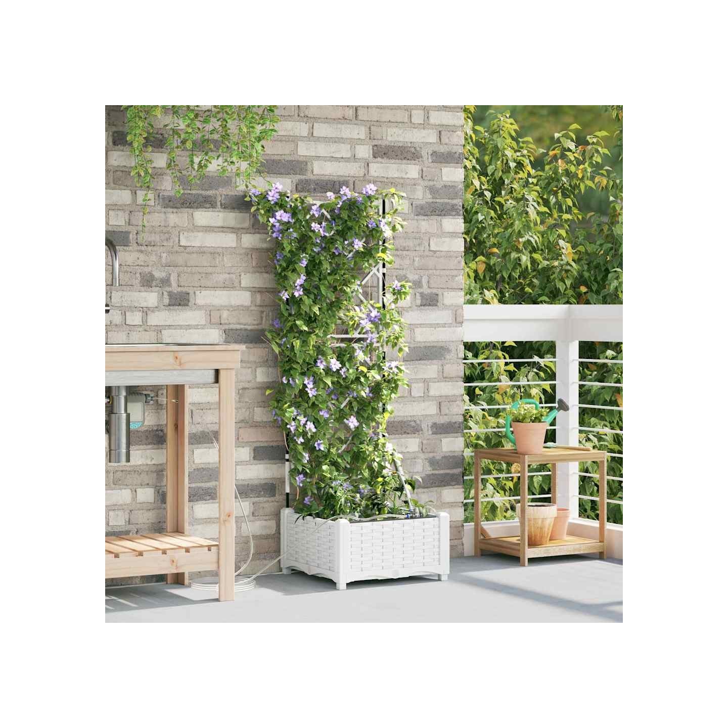 Cache-pot de jardin Blanc 40 x 40 x 126 cm PP