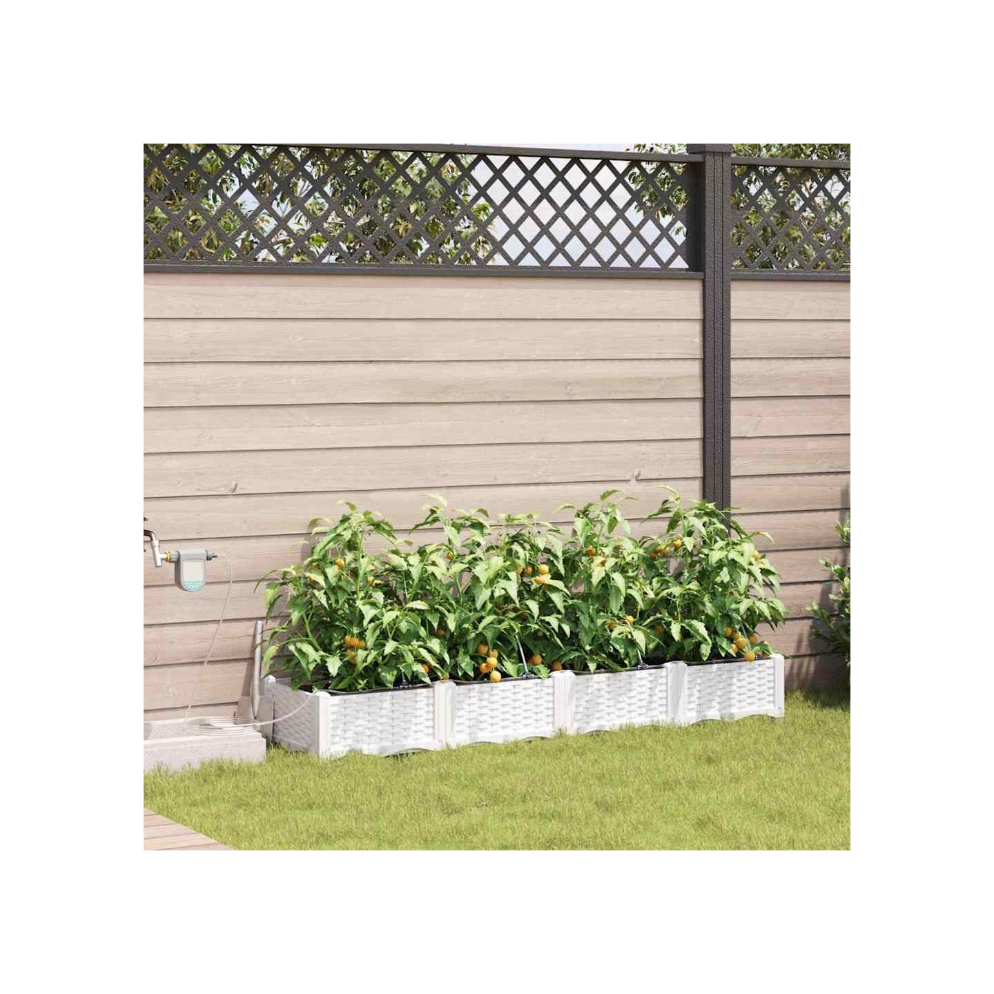 Cache-pot de jardin 4 pc Blanc 160 x 40 x 22 cm PP