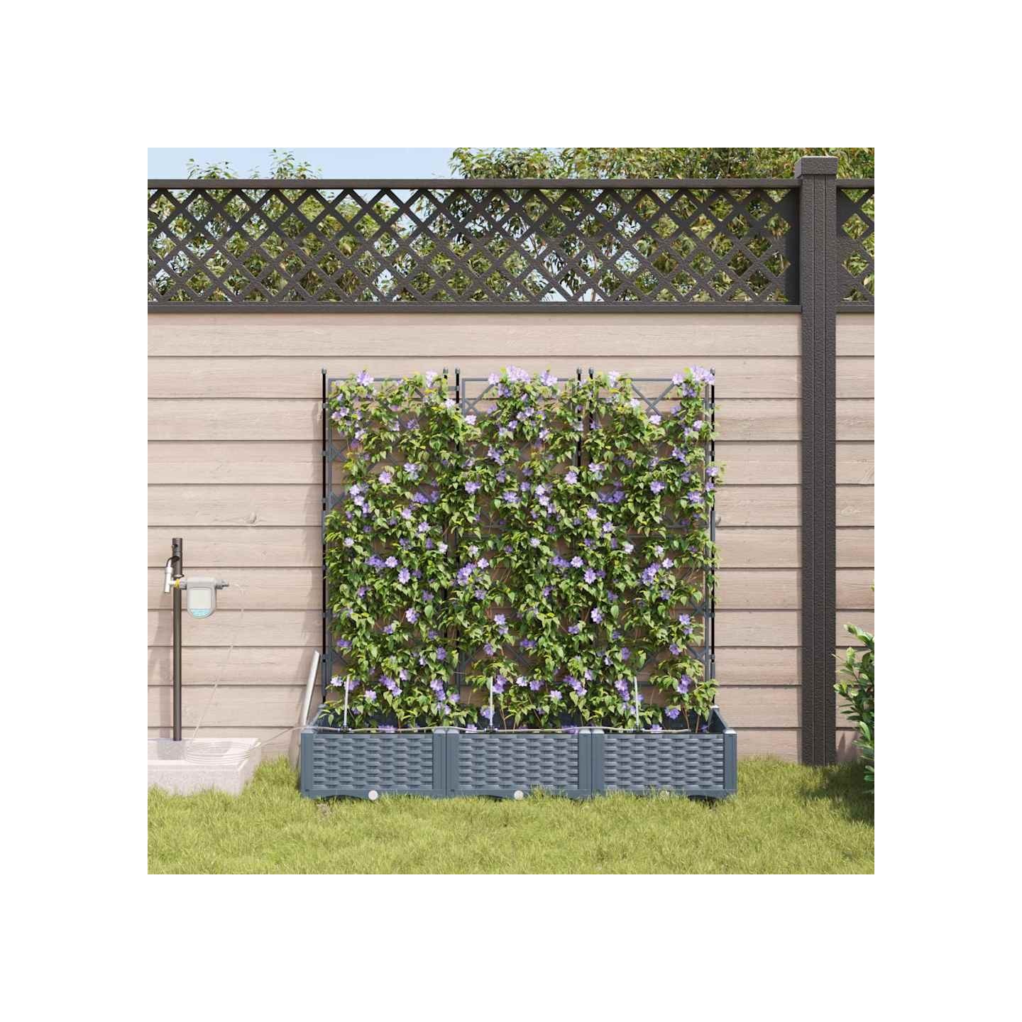 Cache-pot de jardin 3 pc Gris clair 120 x 40 x 126 cm PP