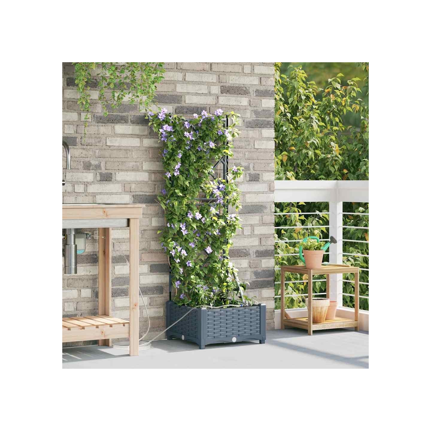 Cache-pot de jardin Gris clair 40 x 40 x 126 cm PP