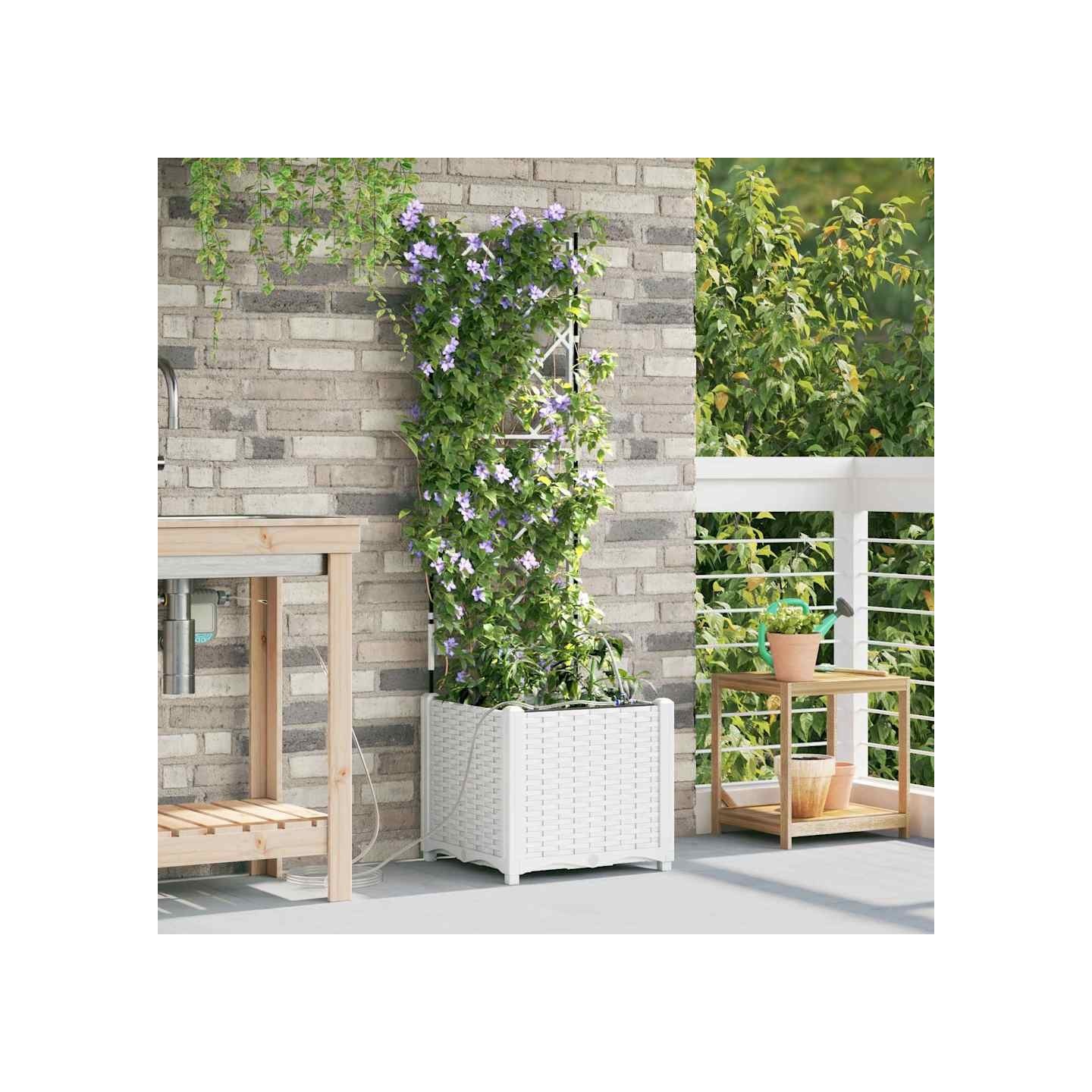 Cache-pot de jardin Blanc 40 x 40 x 142 cm PP