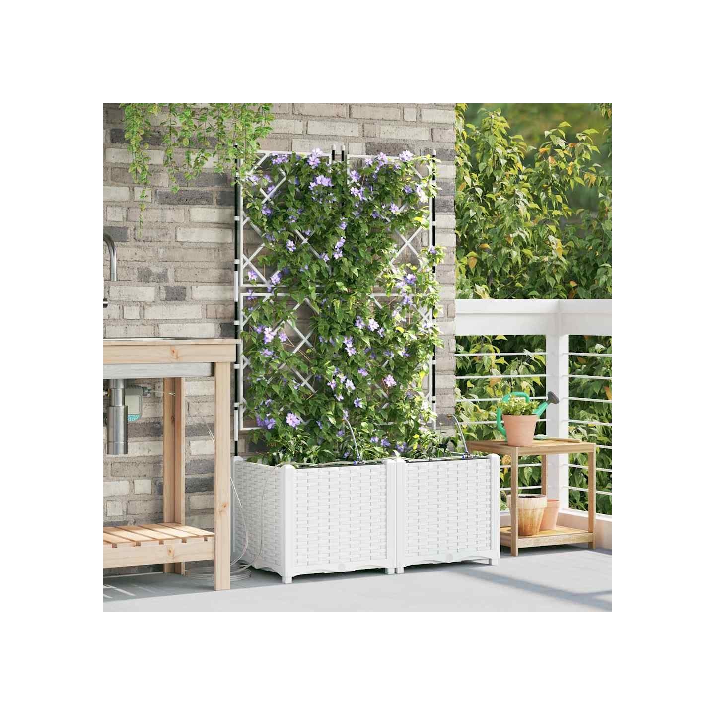 Cache-pot de jardin 2 pc Blanc 80 x 40 x 142 cm PP
