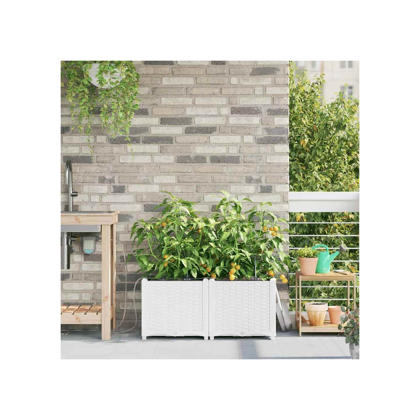 Cache-pot de jardin 2 pc Blanc 80 x 40 x 37,5 cm PP