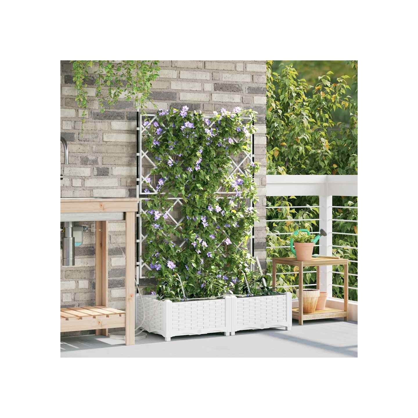 Cache-pot de jardin 2 pc Blanc 80 x 40 x 126 cm PP