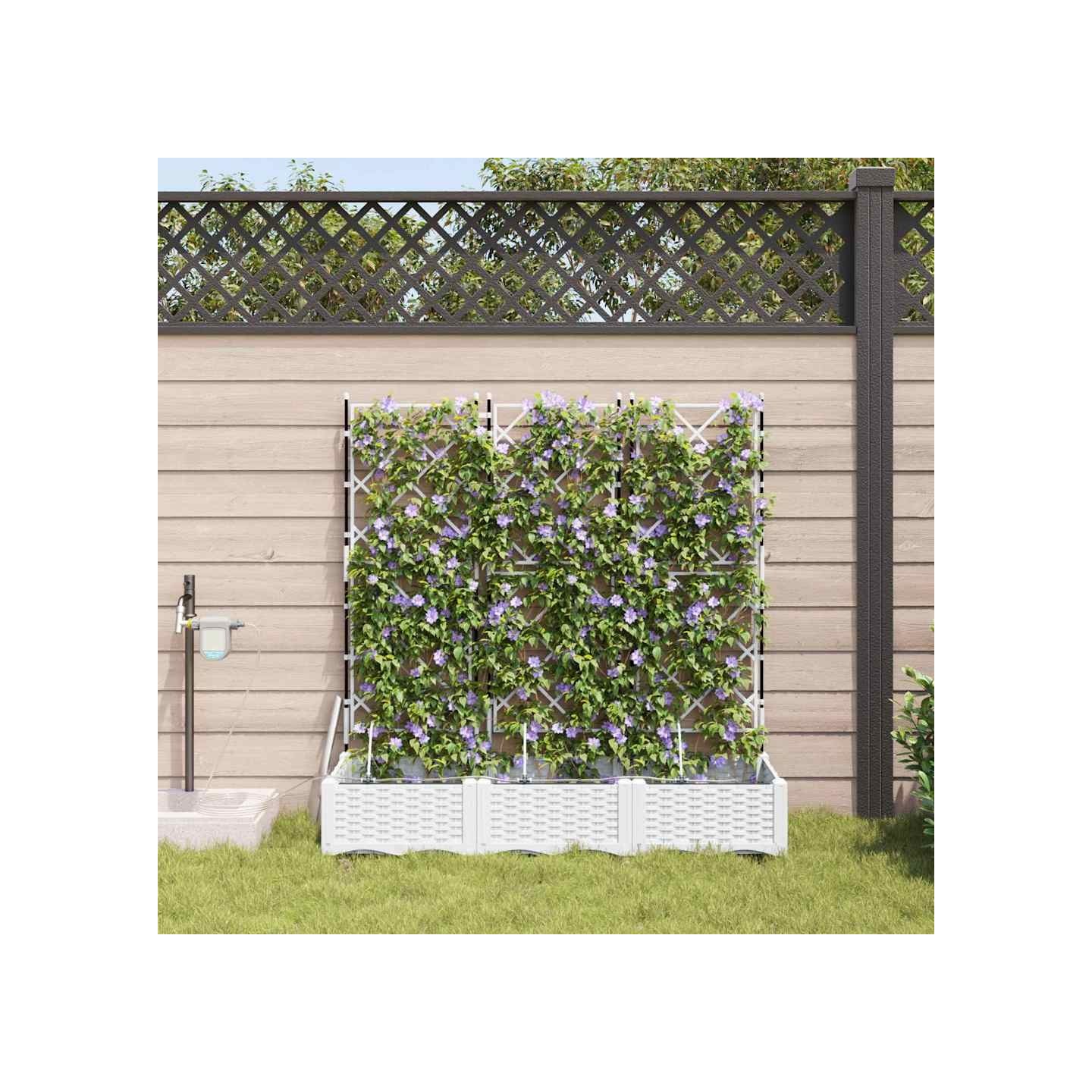 Cache-pot de jardin 3 pc Blanc 120 x 40 x 126 cm PP