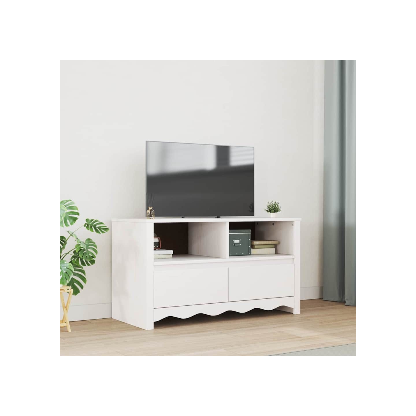 Meuble TV Drammen Blanc 99 x 43 x 55 cm Bois de pin massif