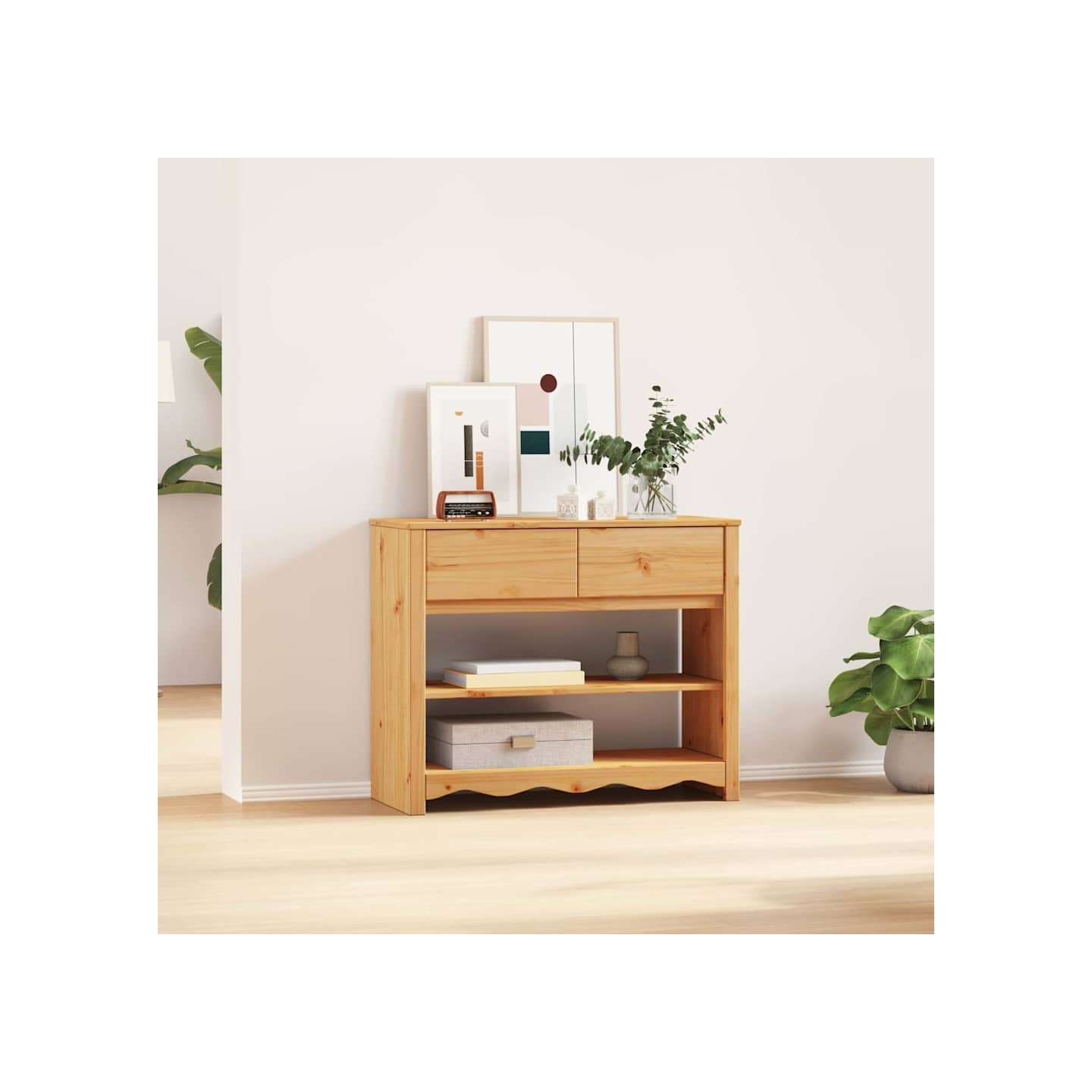Table console avec tiroir Drammen Chêne 89,5 x 37 x 73 cm