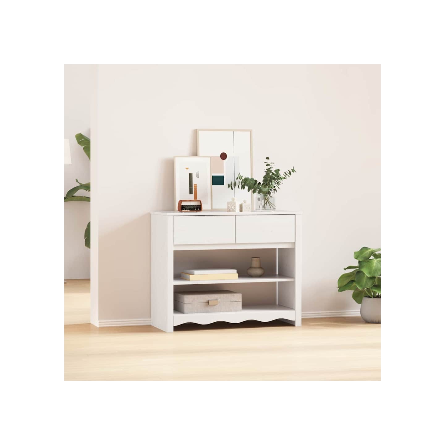 Table console avec tiroir Drammen Blanc 89,5 x 37 x 73 cm