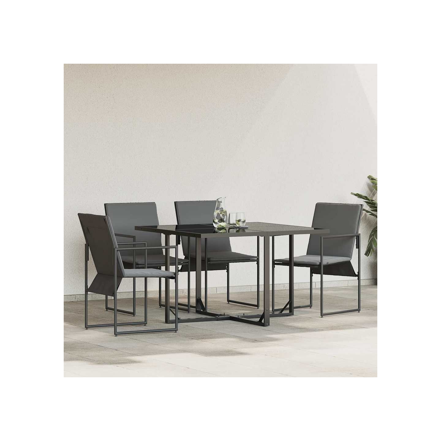 Chaise 4 pc Noir et anthracite Textilène