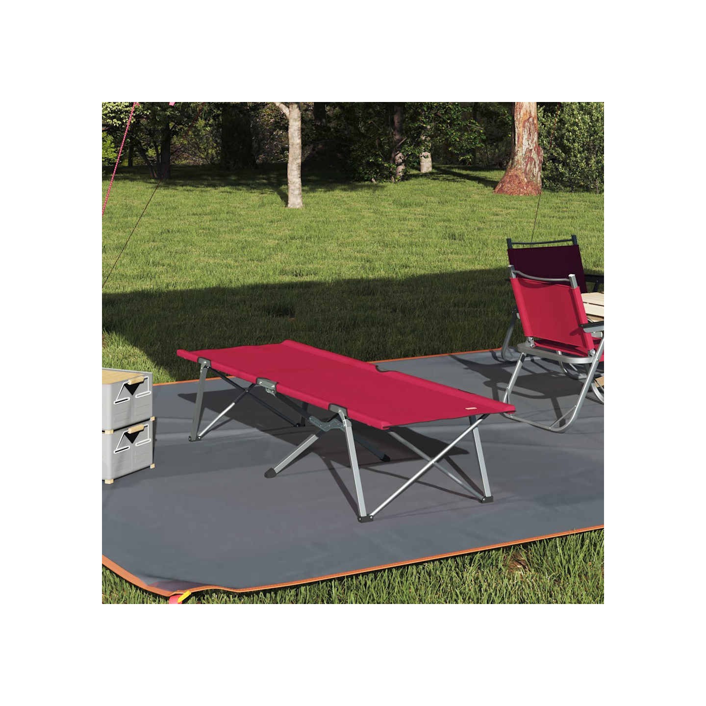 Lit de camping pliant Rouge 194 x 62,5 x 42,5 cm