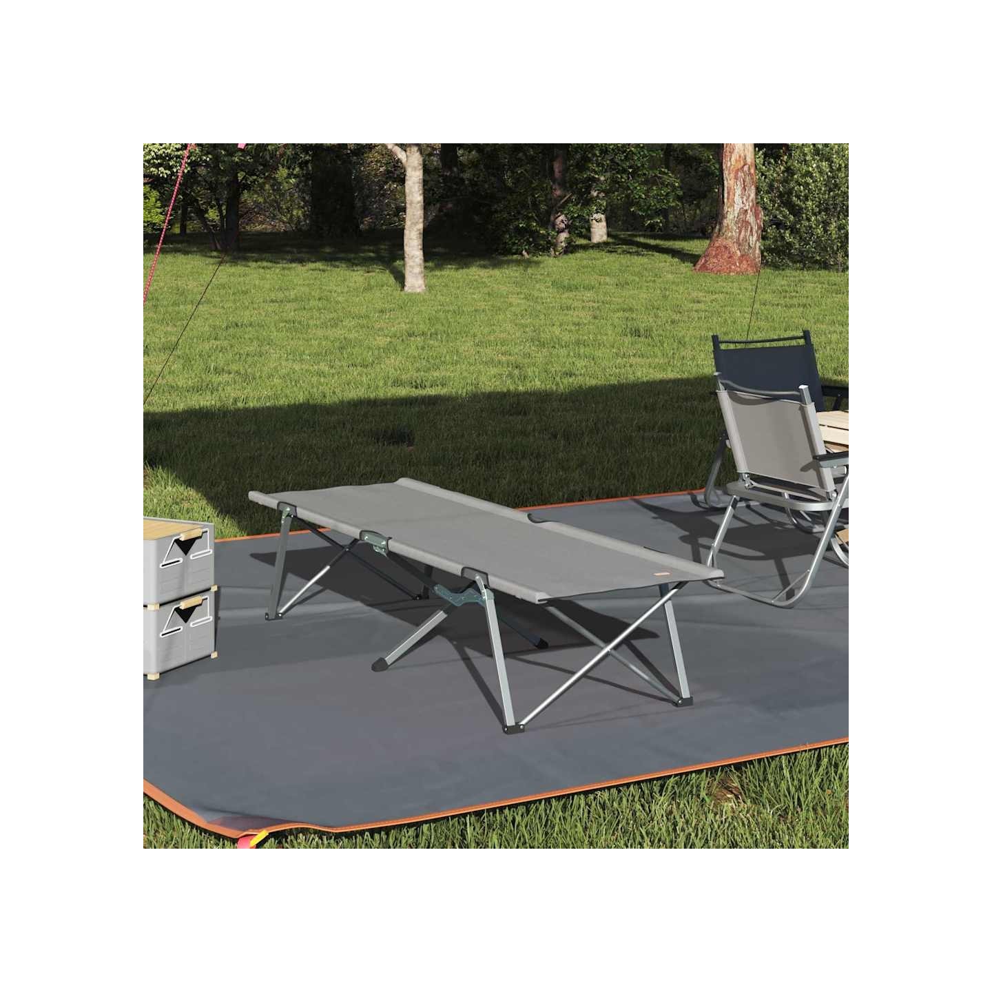 Lit de camping pliant Gris 194 x 62,5 x 42,5 cm Oxford et acier