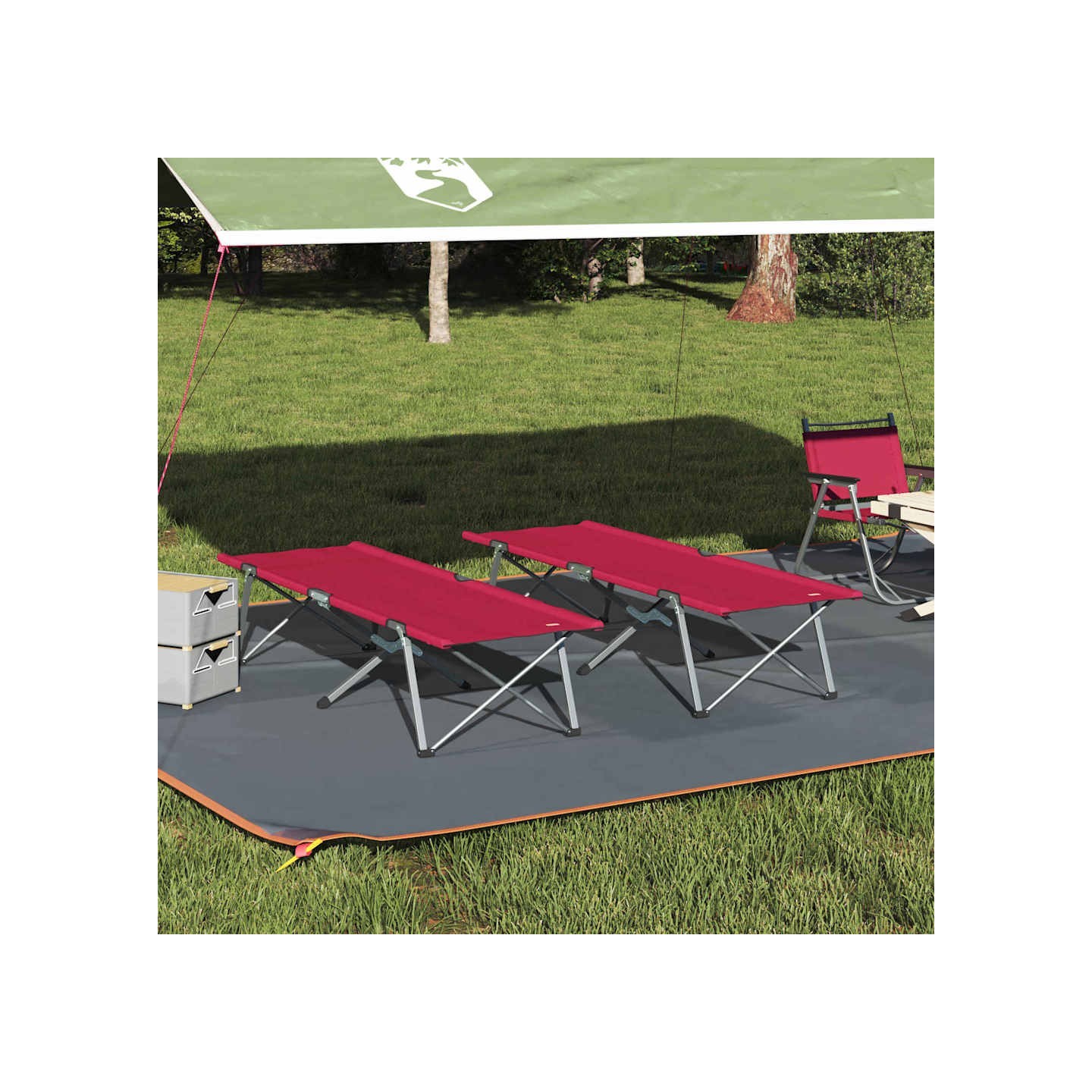 Lit de camping pliant 2 pc Rouge 194 x 62,5 x 42,5 cm
