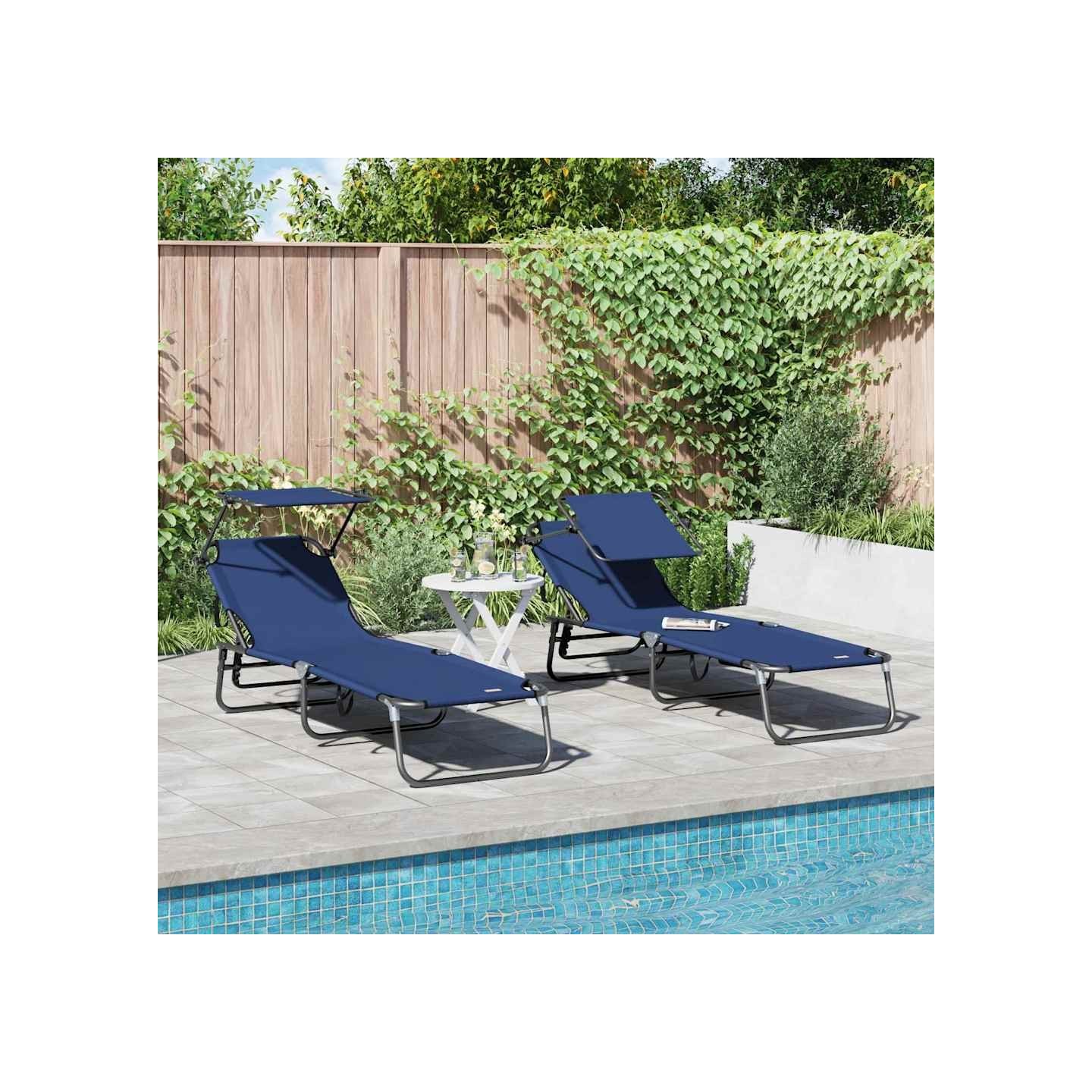 Chaise longue pliante 2 pc oxford Bleu