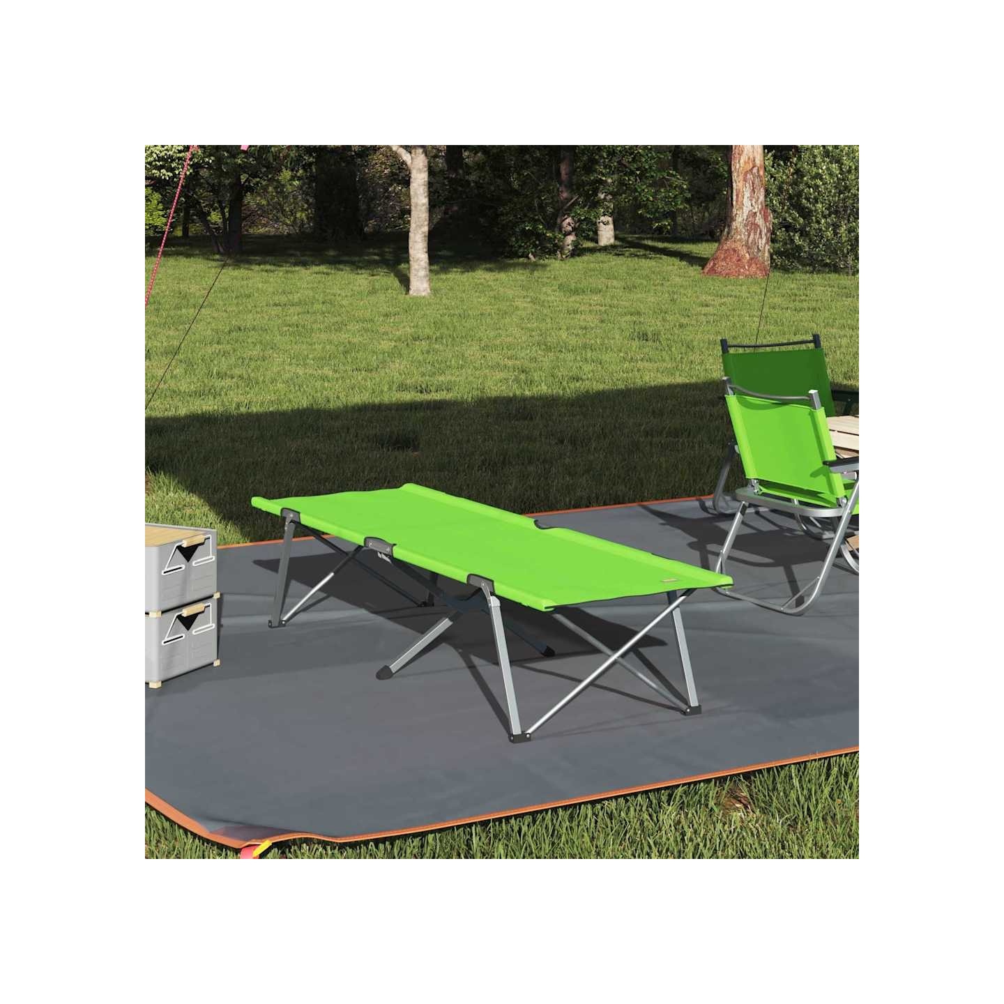 Lit de camping pliant Vert 194 x 62,5 x 42,5 cm Oxford et acier