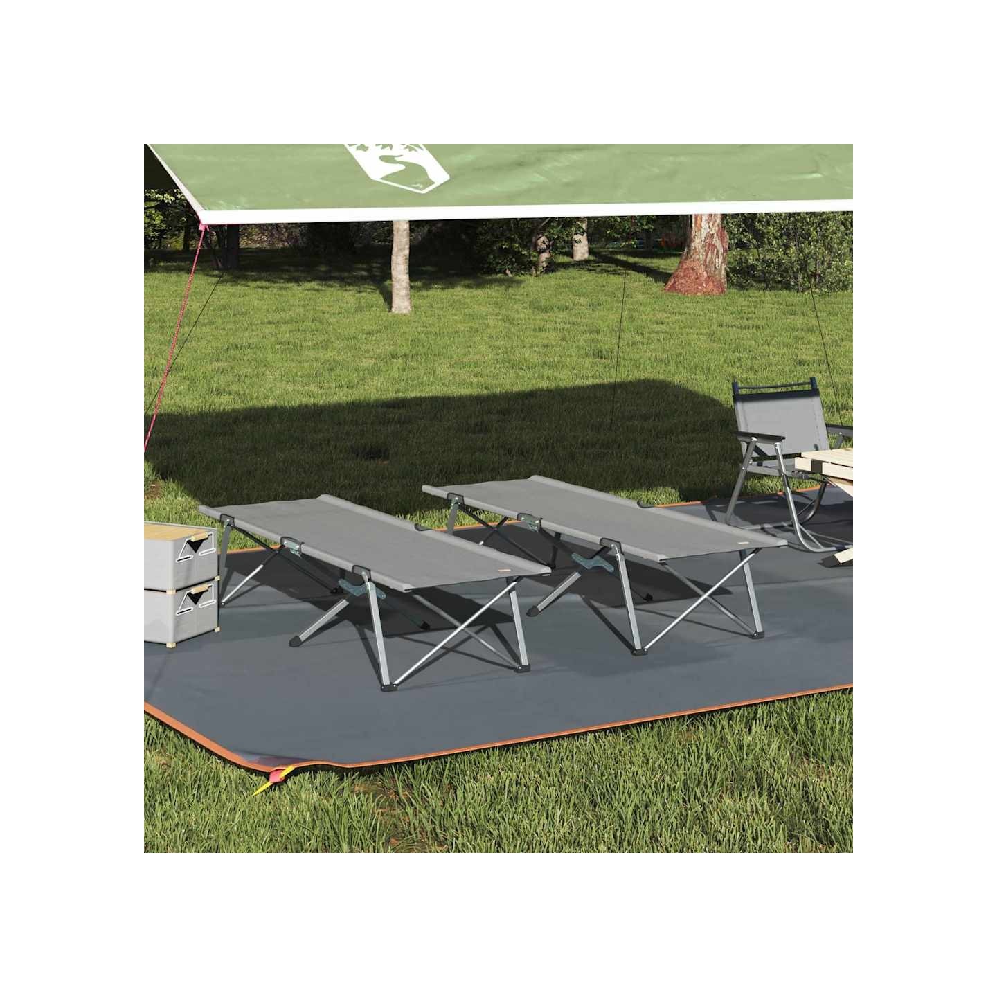 Lit de camping pliant 2 pc Gris 194 x 62,5 x 42,5 cm