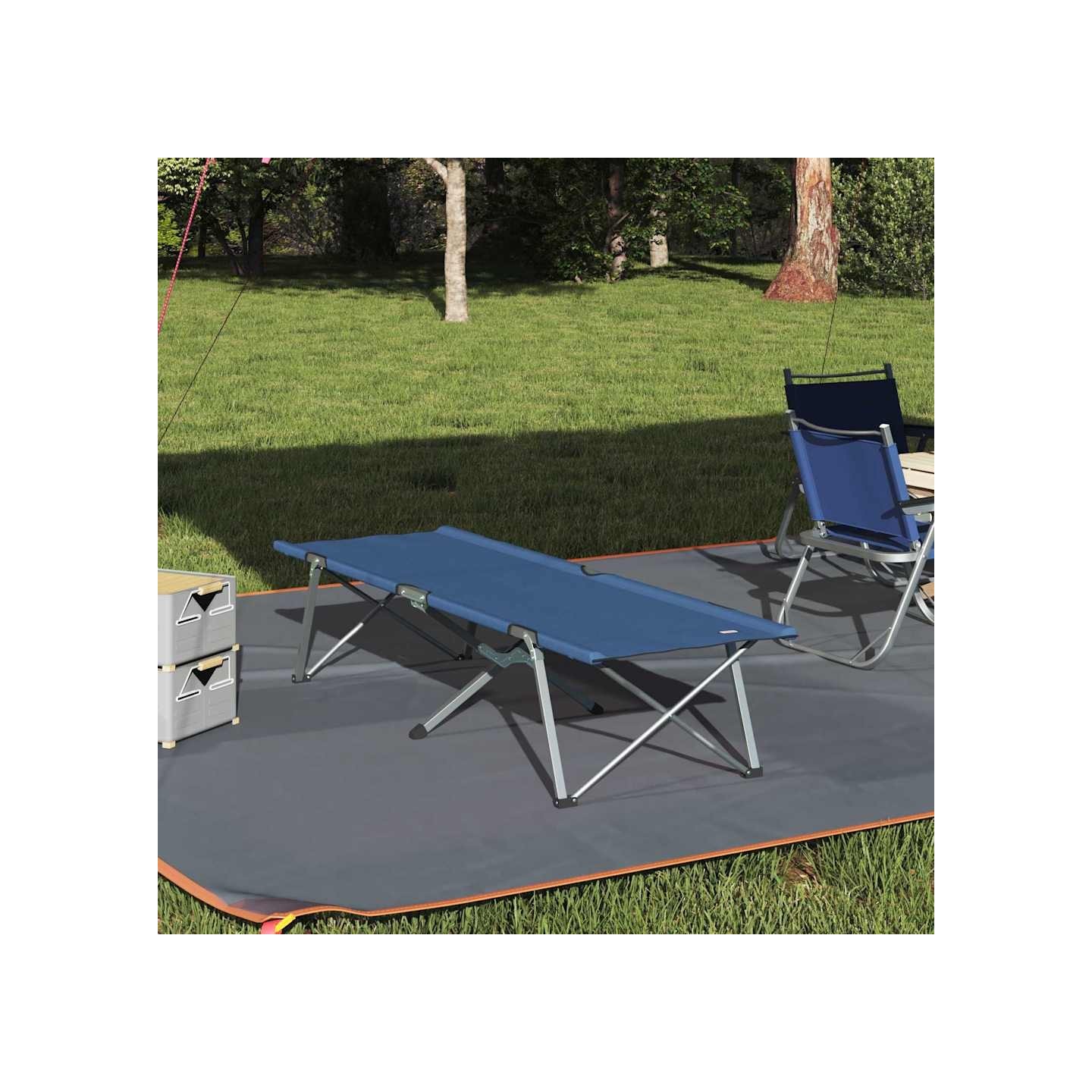 Lit de camping pliant Bleu 194 x 62,5 x 42,5 cm Oxford et acier