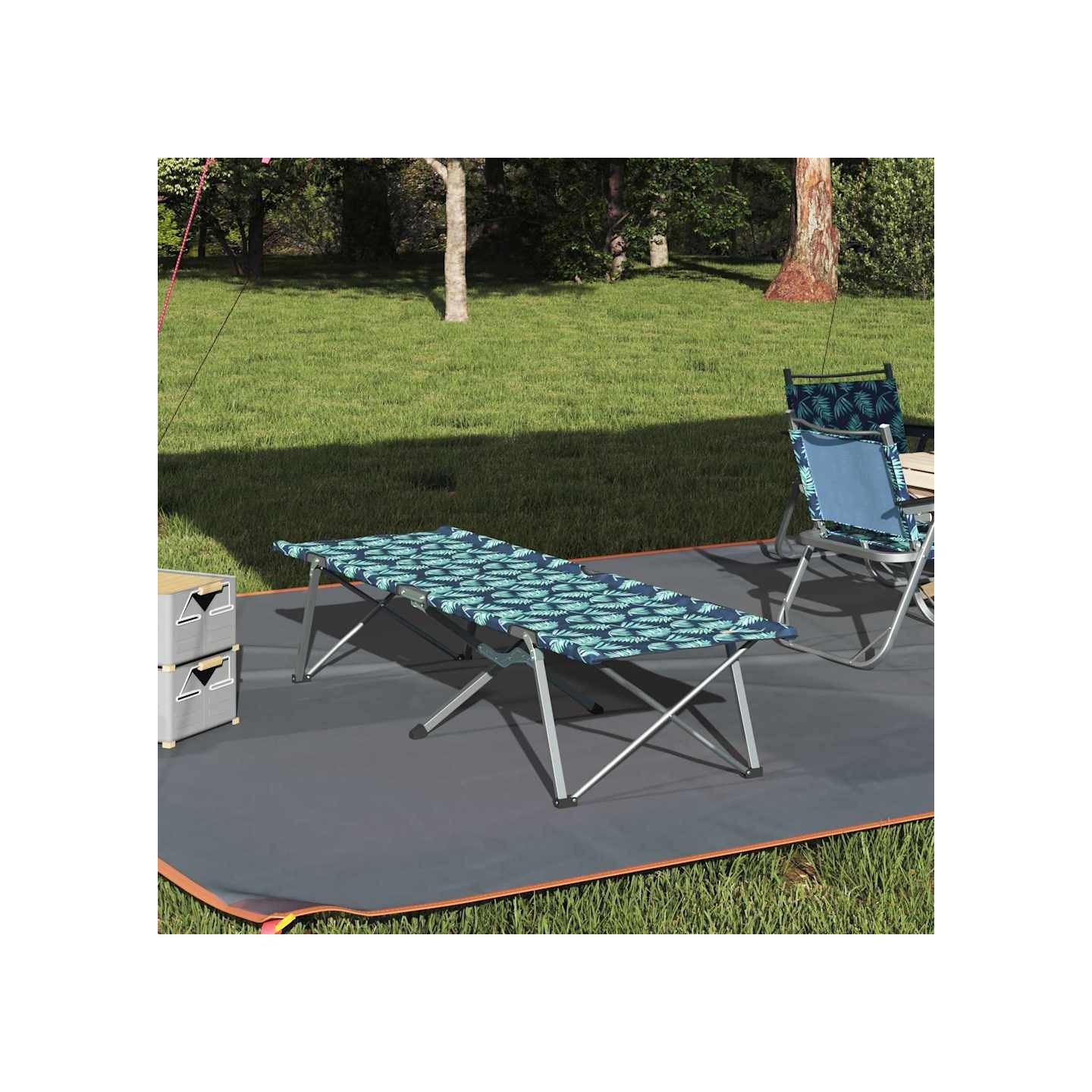 Lit de camping pliant Feuille Foret 194 x 62,5 x 42,5 cm