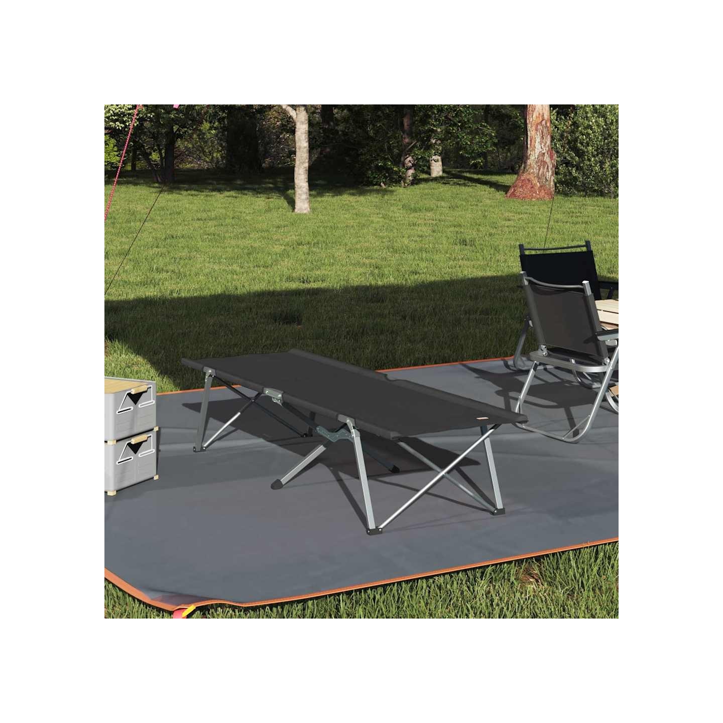 Lit de camping pliant Noir 194 x 62,5 x 42,5 cm Oxford et acier