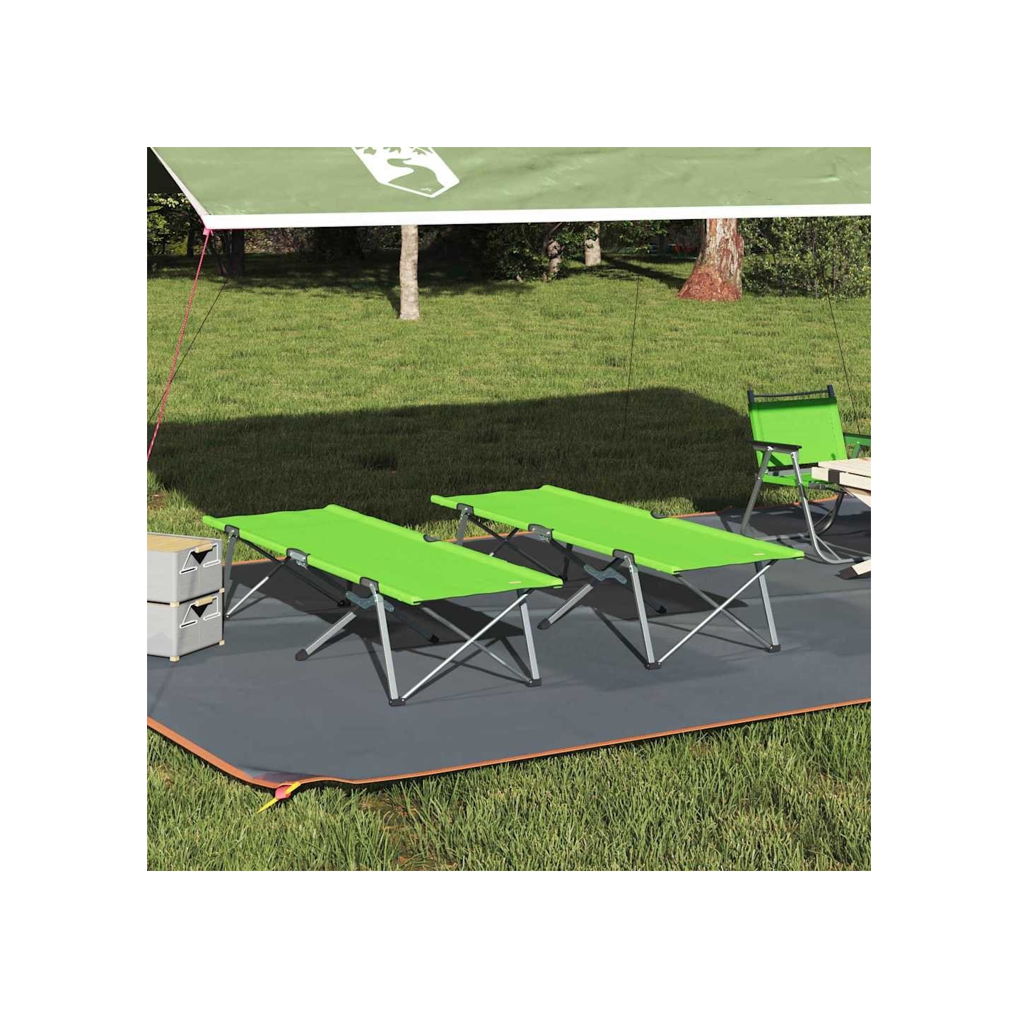 Lit de camping pliant 2 pc Vert 194 x 62,5 x 42,5 cm