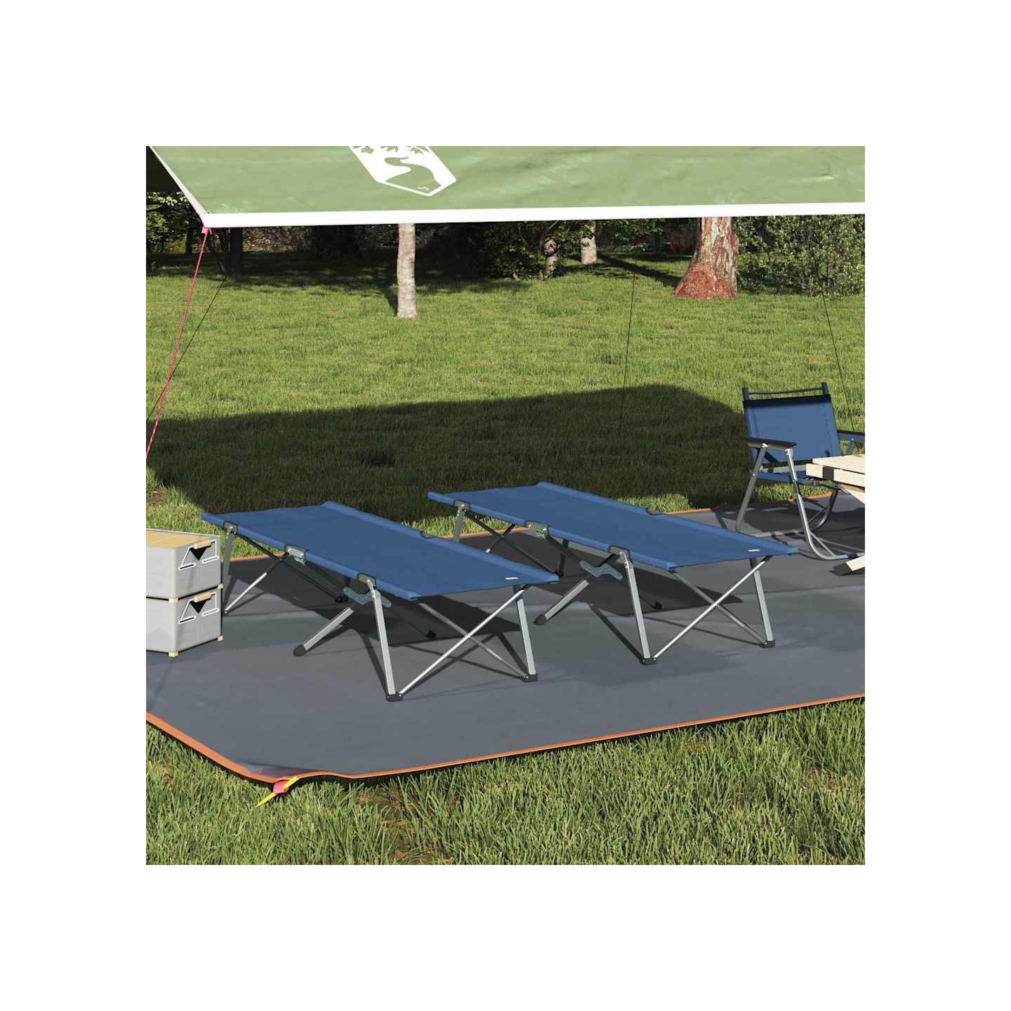 Lit de camping pliant 2 pc Bleu 194 x 62,5 x 42,5 cm