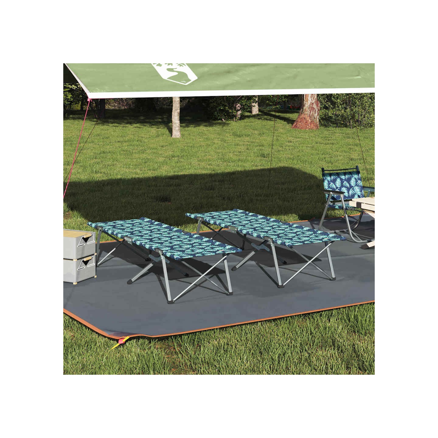 Lit de camping pliant 2 pc Foret 194 x 62,5 x 42,5 cm