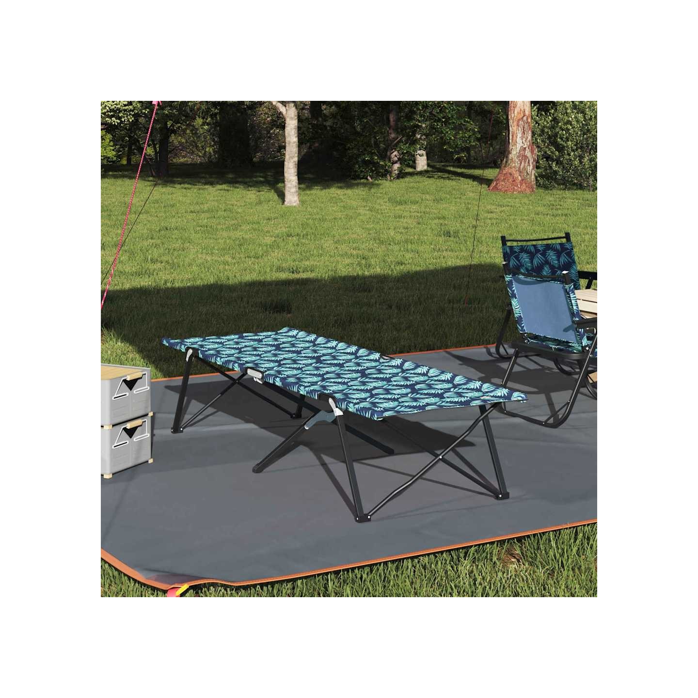 Lit de camping pliant Foret 206 x 76 x 74 cm Oxford et acier