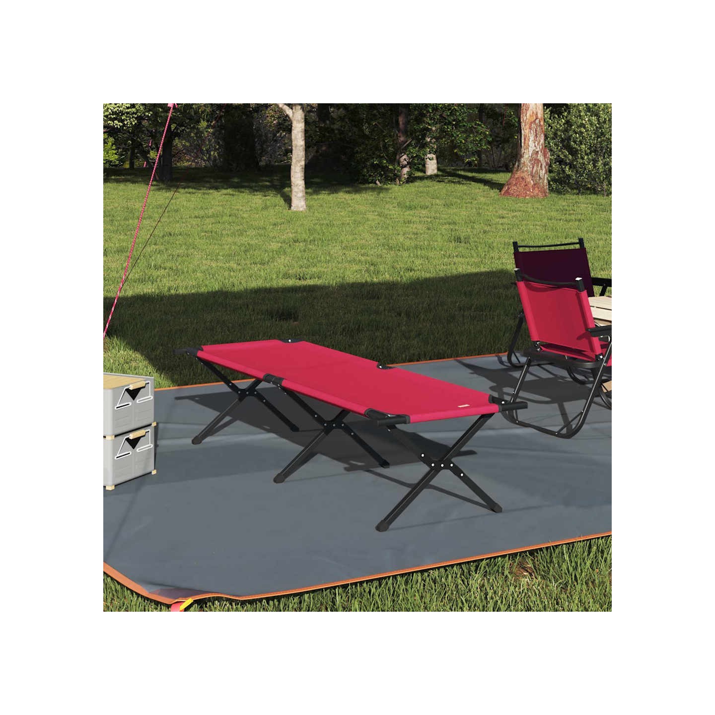 Lit de camping pliant Rouge 193 x 69 x 45 cm Tissu Oxford