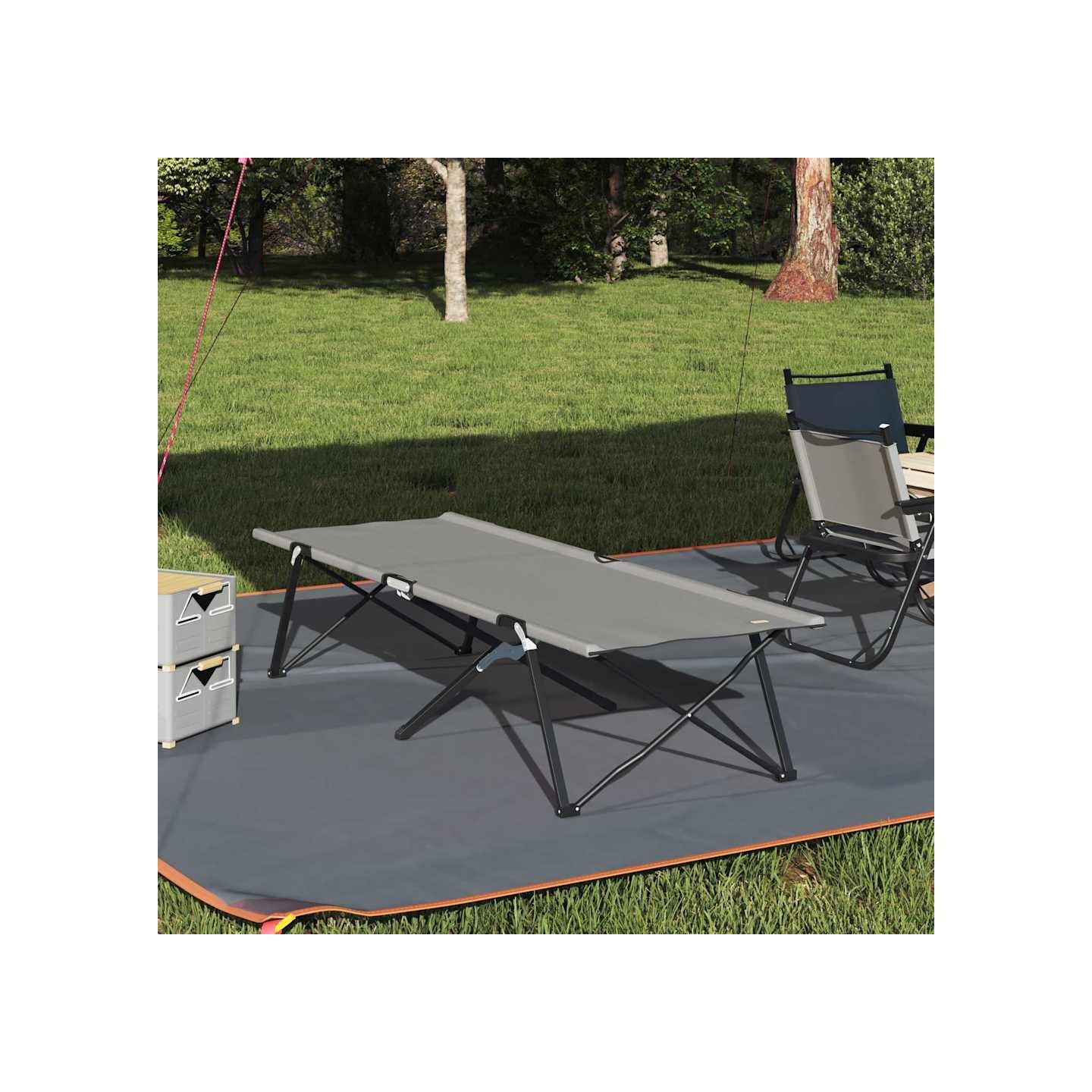 Lit de camping pliant Gris 206 x 76 x 74 cm Oxford et acier