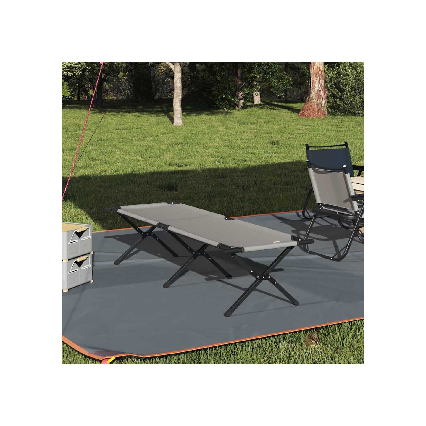 Lit de camping pliant Gris 193 x 69 x 45 cm Tissu Oxford