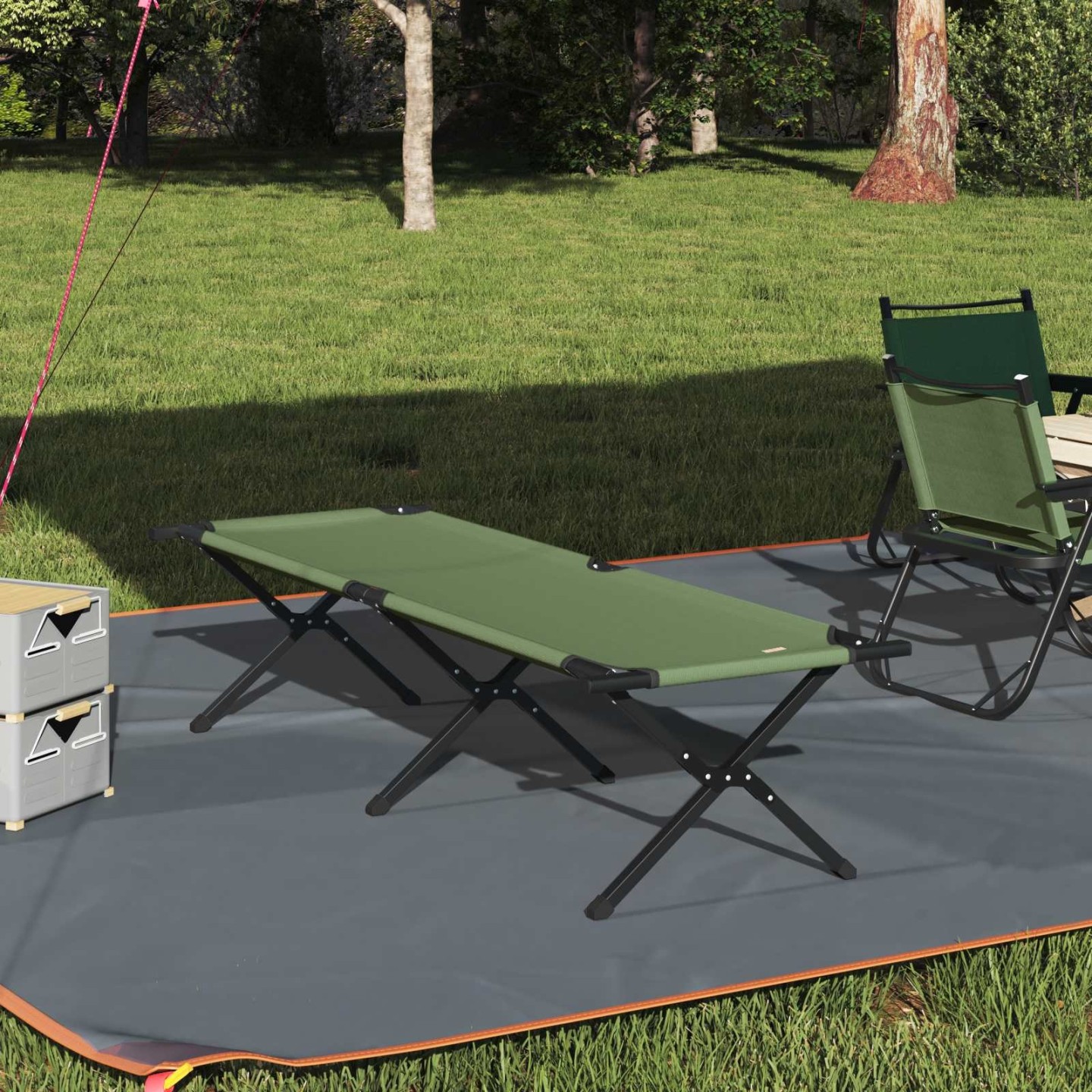Lit de camping pliant Vert 193 x 69 x 45 cm Tissu Oxford