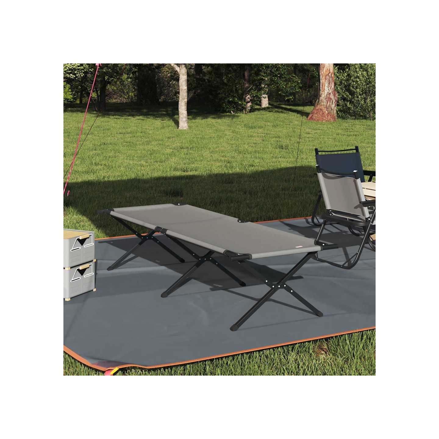Lit de camping pliant Gris 210 x 80 x 46 cm Tissu Oxford