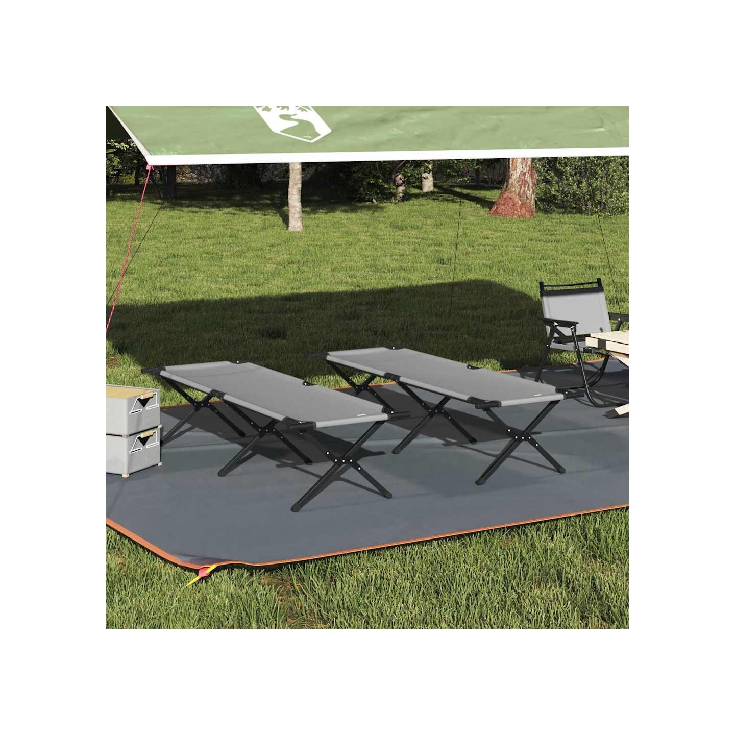 Lit de camping pliant 2 pc Gris 193 x 69 x 45 cm Tissu Oxford