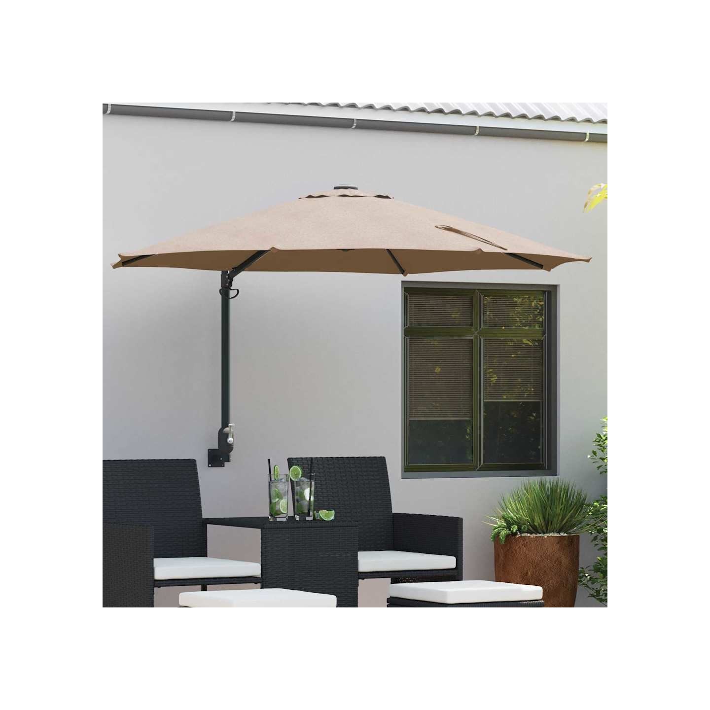 Parasol de jardin 248 x 248 x 148 cm Polyester et Acier Taupe