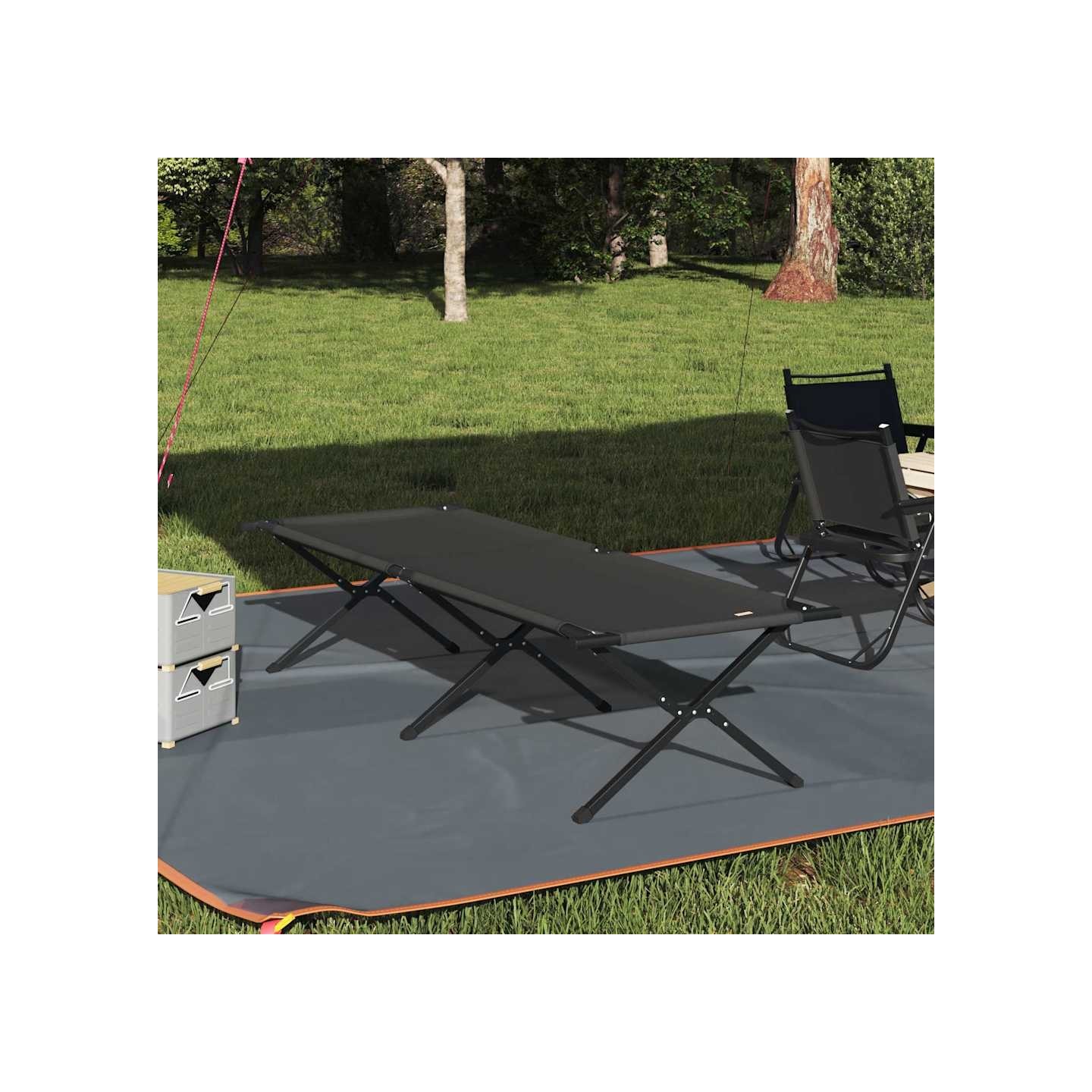 Lit de camping pliant Noir 210 x 80 x 46 cm Tissu Oxford