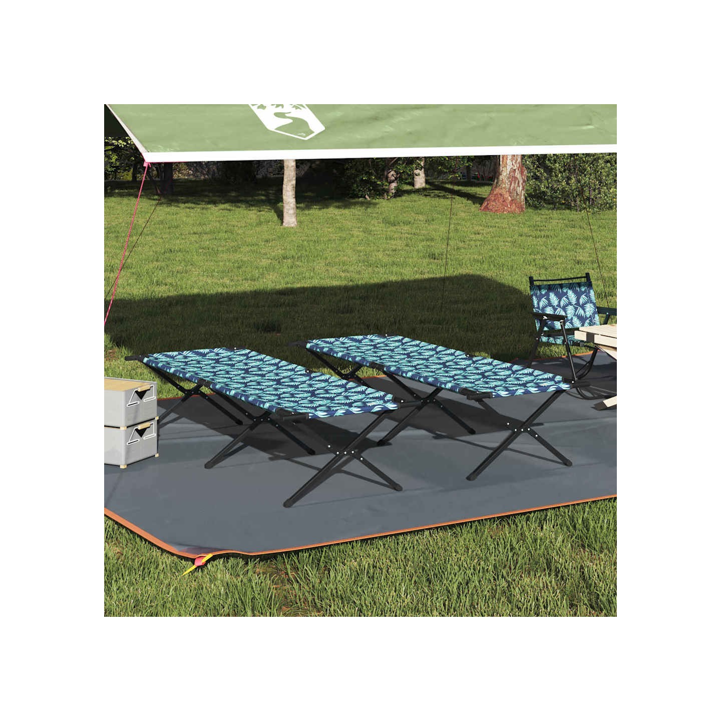 Lit de camping pliant 2 pc Foret 210 x 80 x 46 cm Tissu Oxford