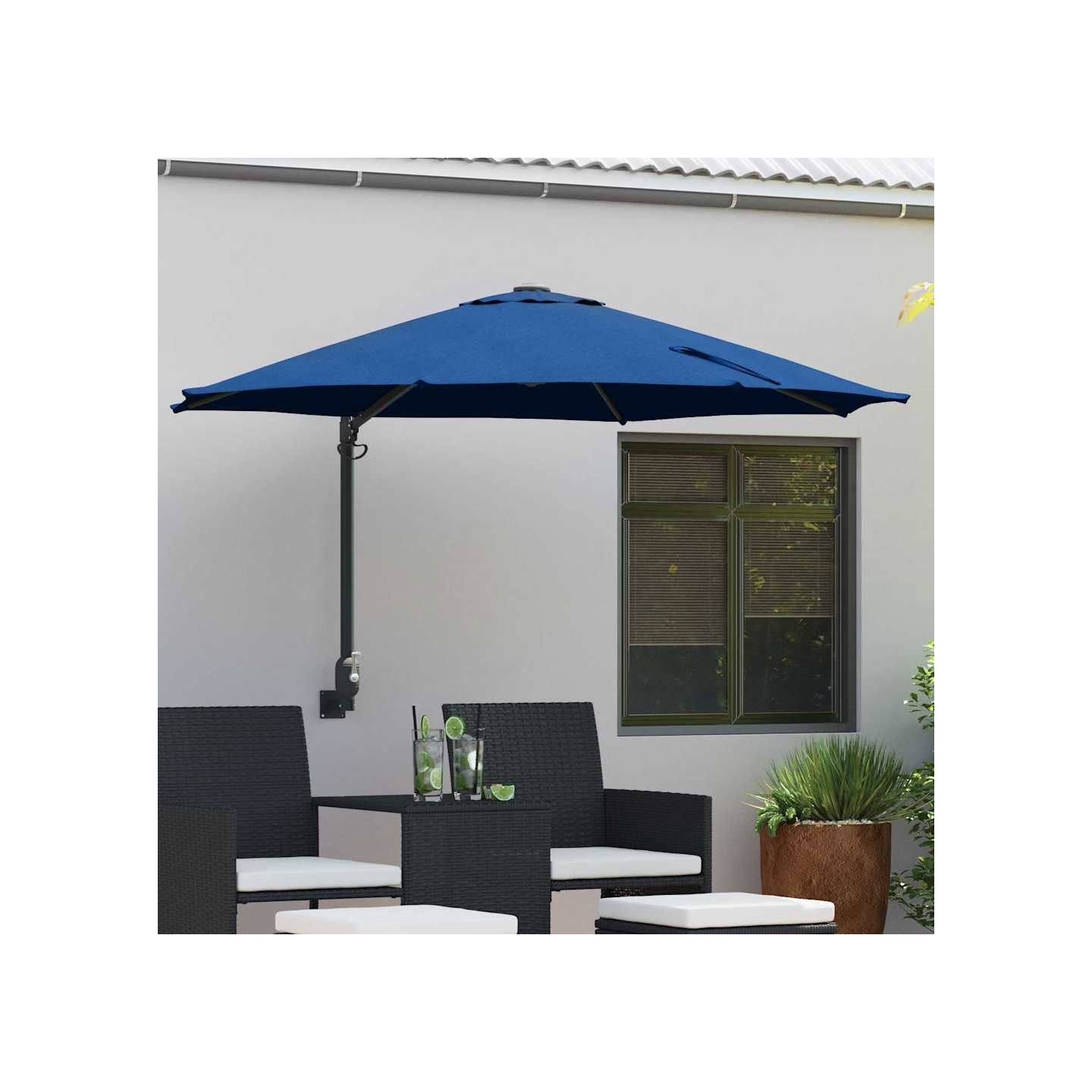 Parasol de jardin 248 x 248 x 148 cm Polyester et Acier Azur