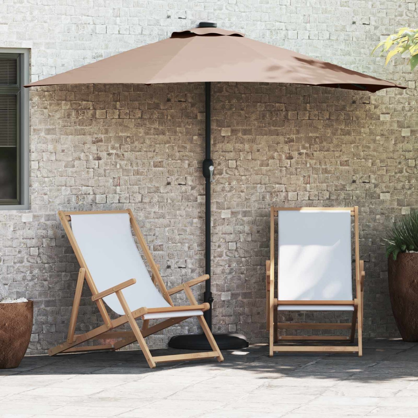 Parasol de jardin 294 x 150 x 224 cm Polyester et Acier Taupe