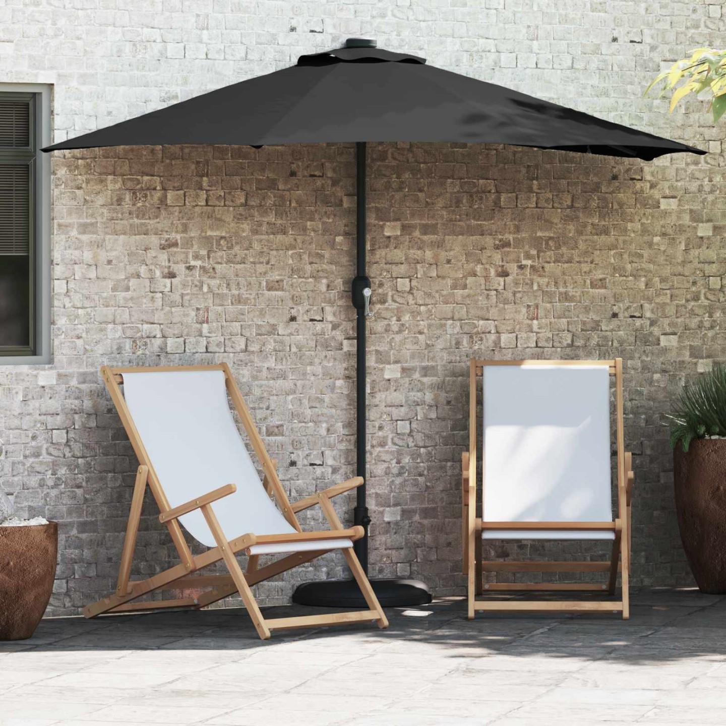 Parasol de jardin 294 x 150 x 224 cm Polyester et Acier Noir