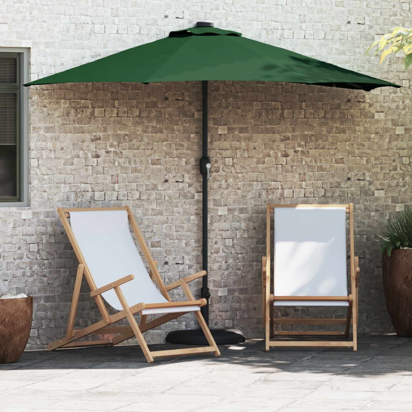 Parasol de jardin 294 x 150 x 224 cm Polyester et Acier Vert