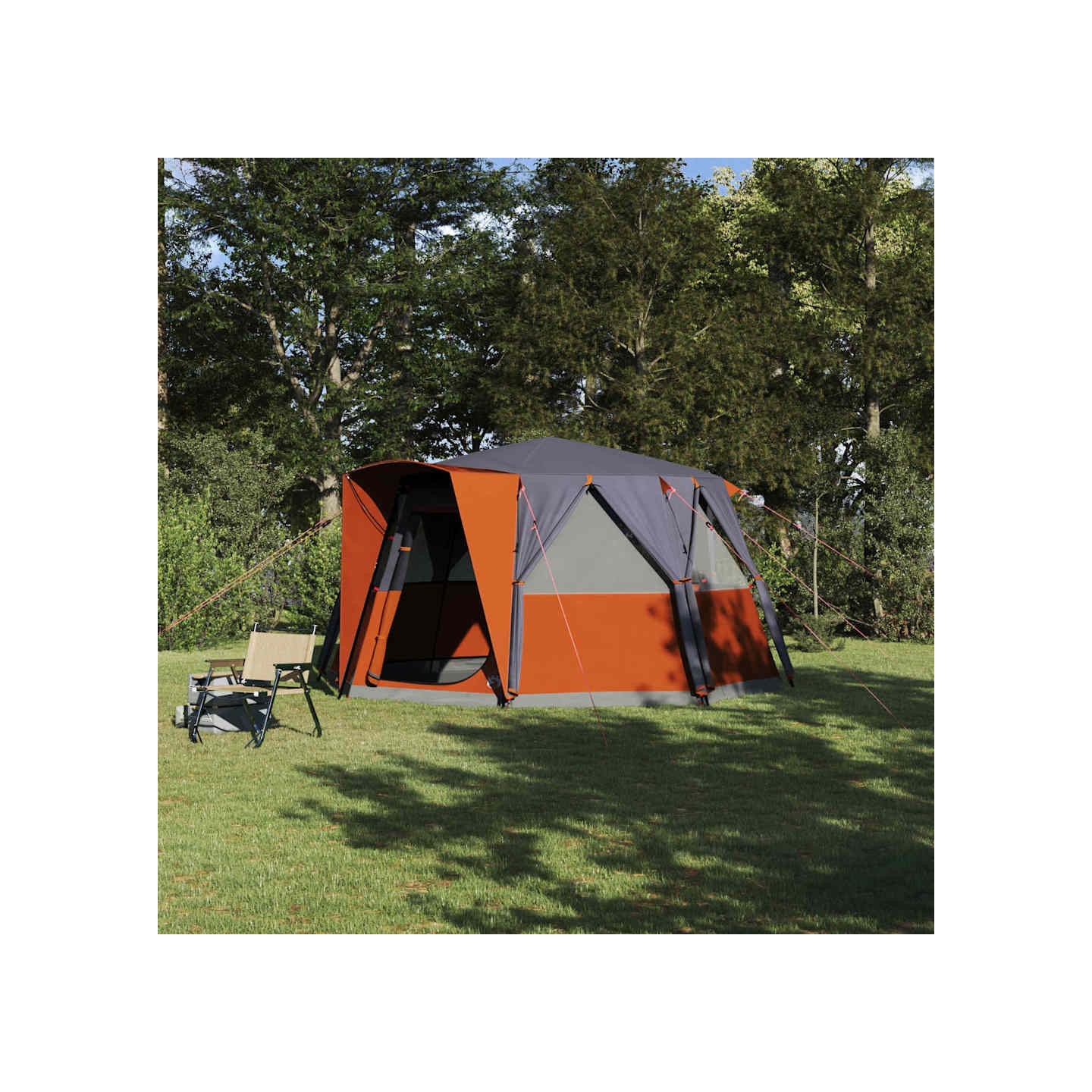 Tente de Campagne 6-Personnes 6 personne Gris et orange