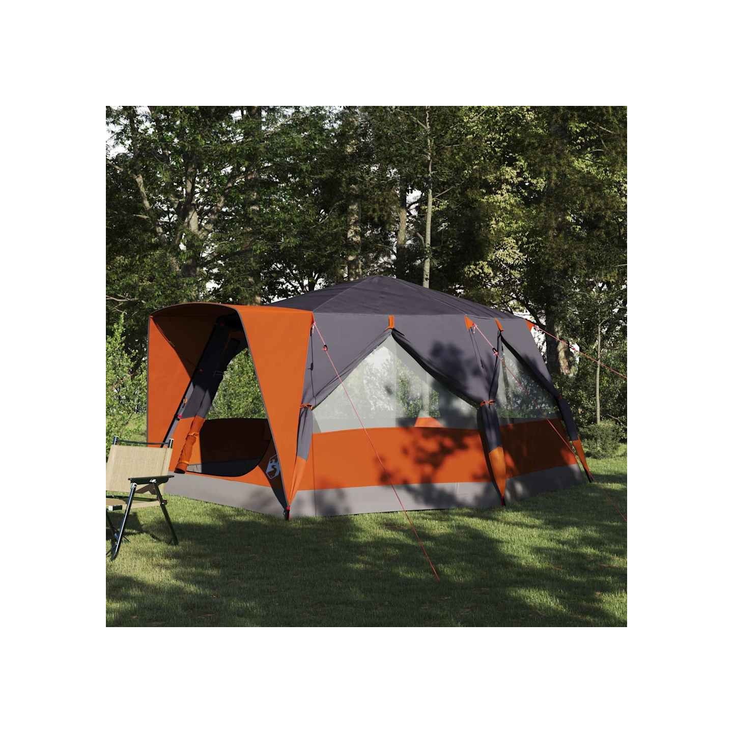 Tente cabine 7 personnes 7 personne Gris et orange